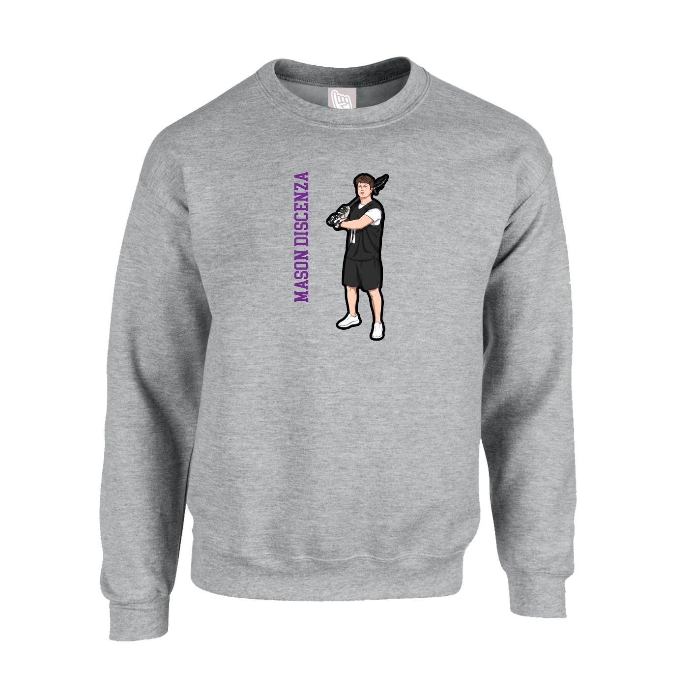 Fleece Crew — Name Vertical in Grey