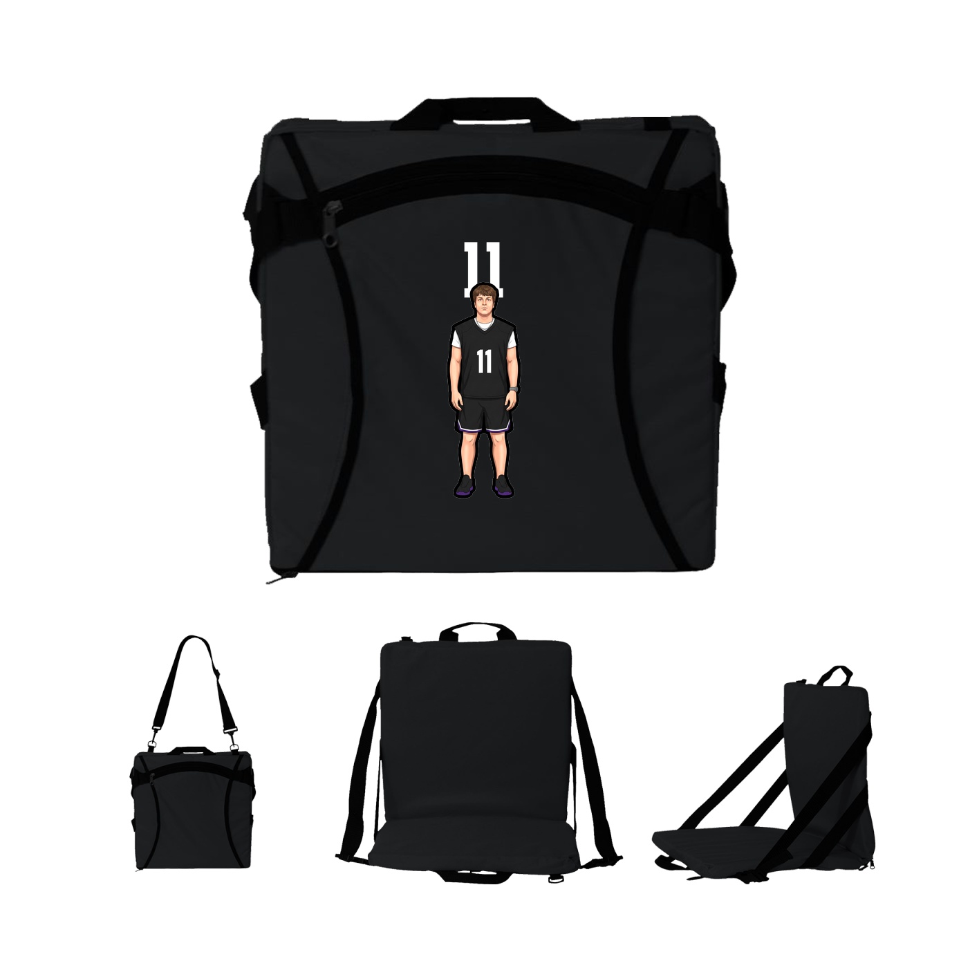 Folding Stadium Seat — Number Top in Black