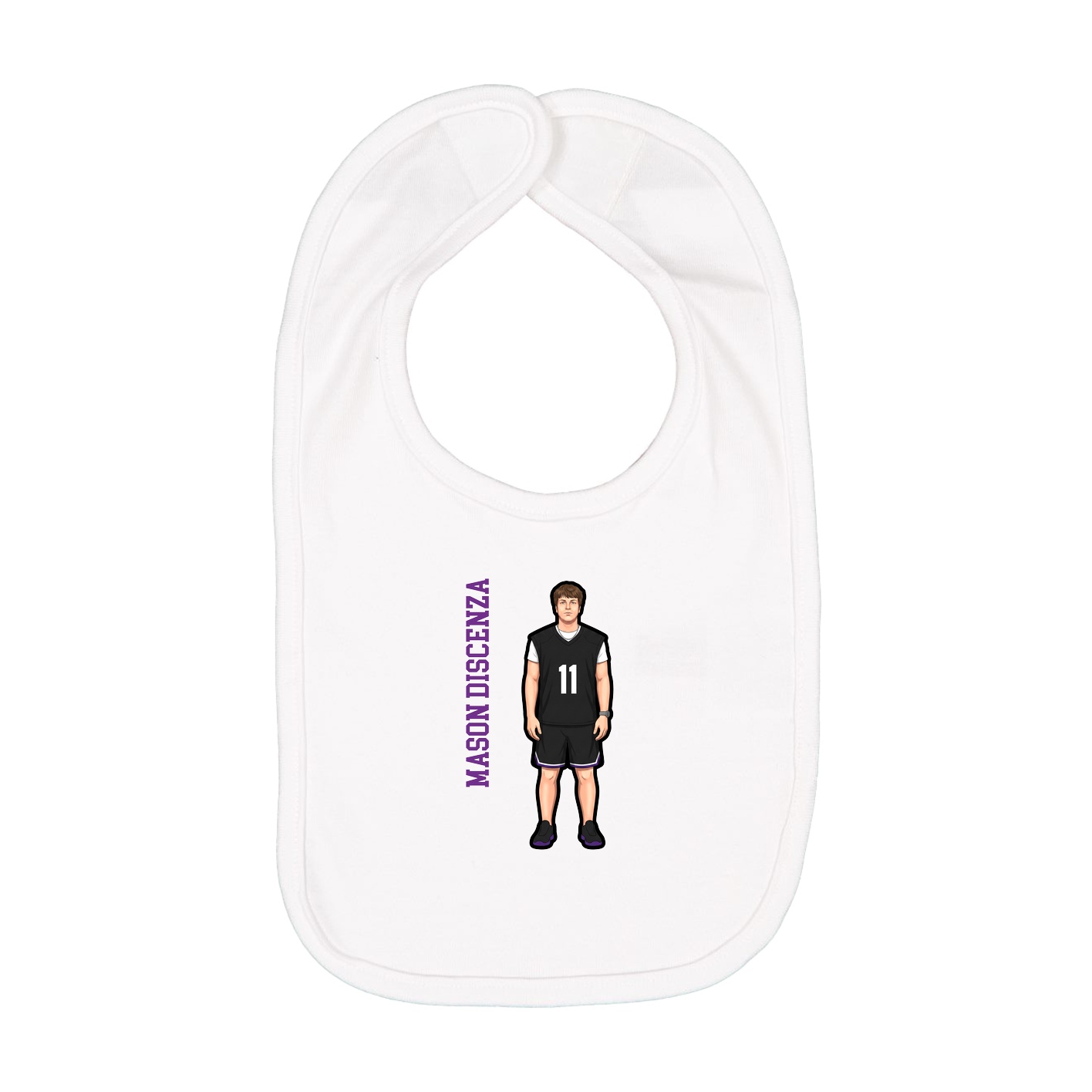 Infant Bib — Name Vertical in White