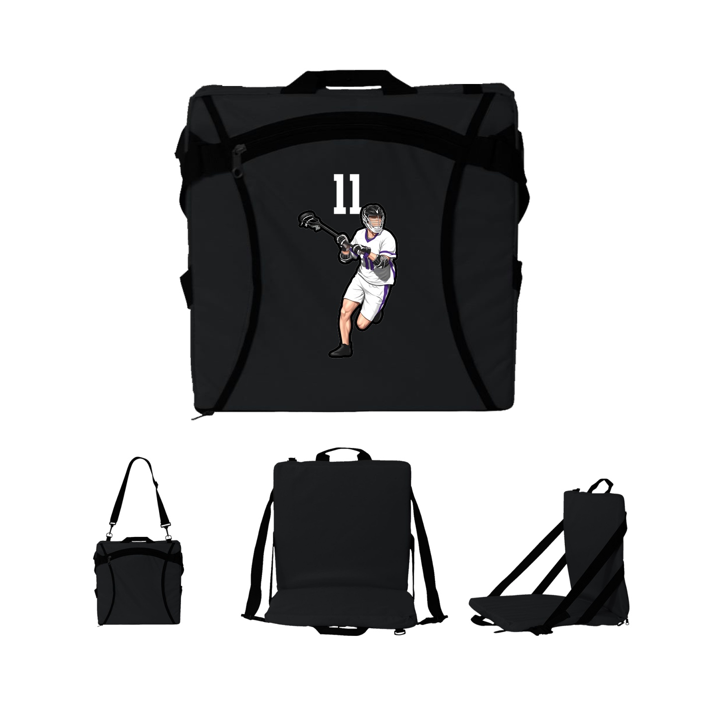 Folding Stadium Seat — Number Top in Black