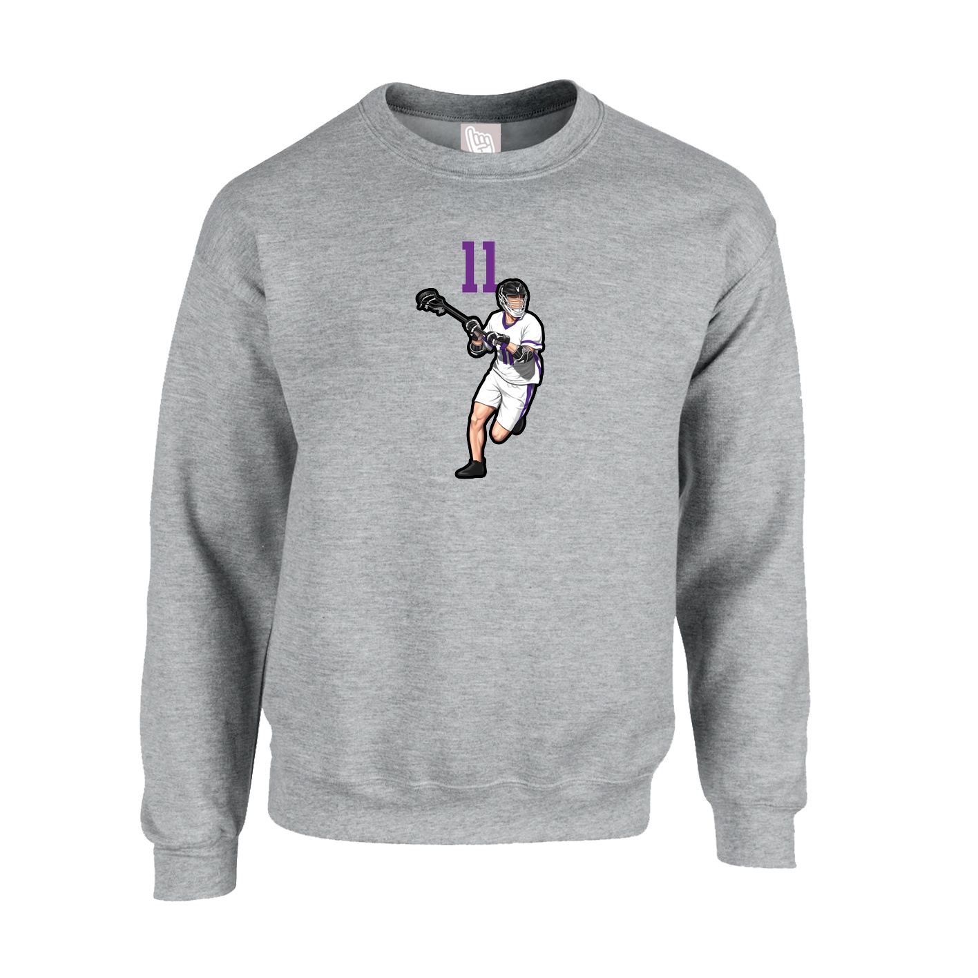 Fleece Crew — Number Top in Grey