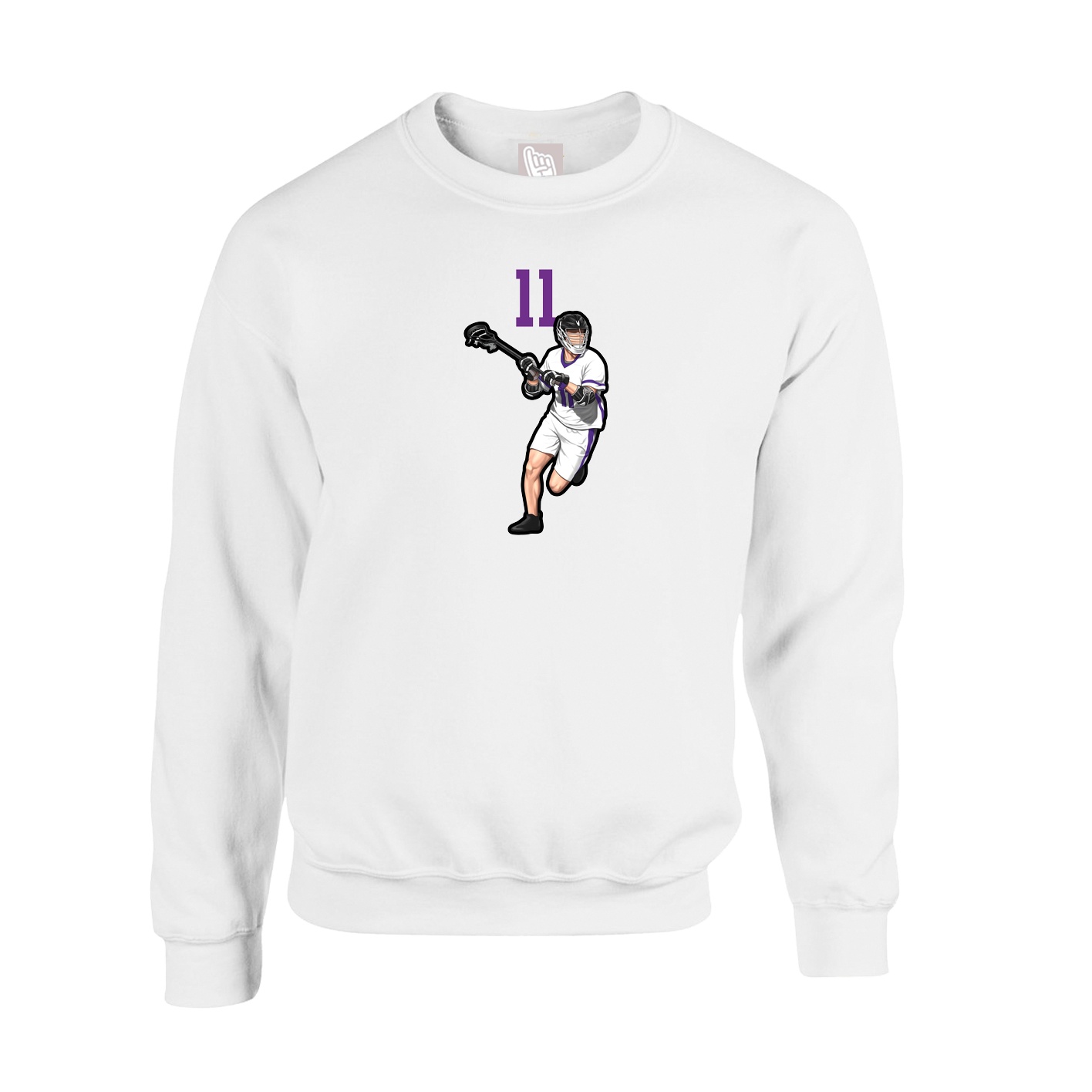 Fleece Crew — Number Top in White