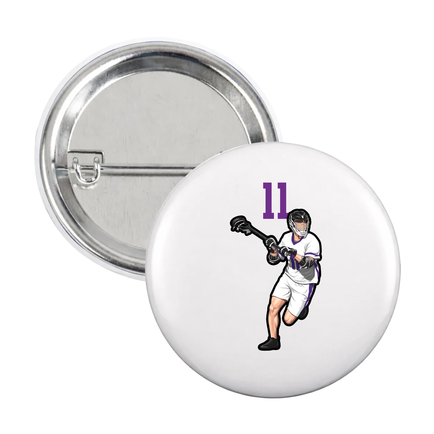 Game Day Button — Number Top in White