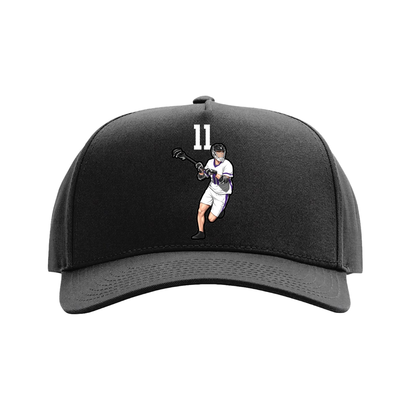 Full Fabric Five-Panel Champ Cap — Number Top in Black