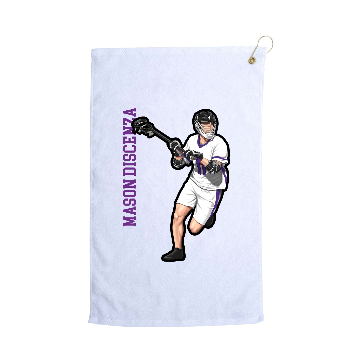 Golf Towel — Name Vertical in White