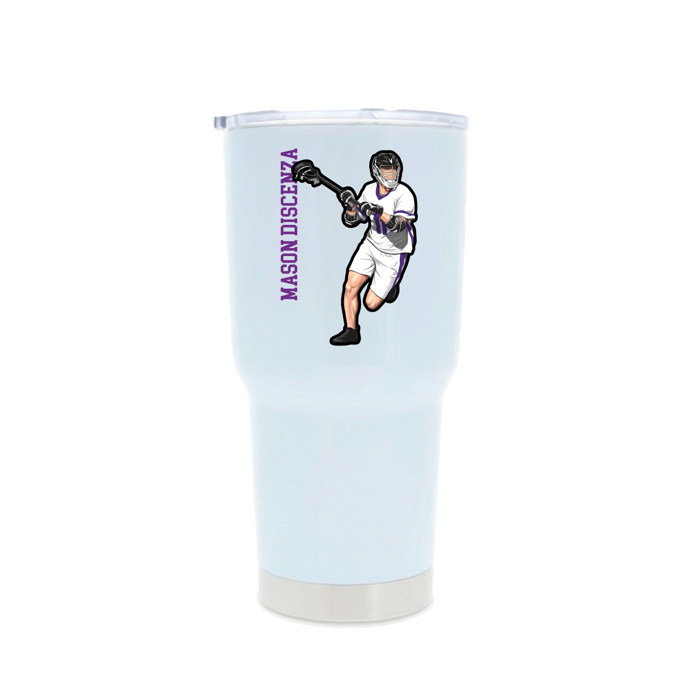 30oz Stainless Steel Tumbler — Name Vertical in White