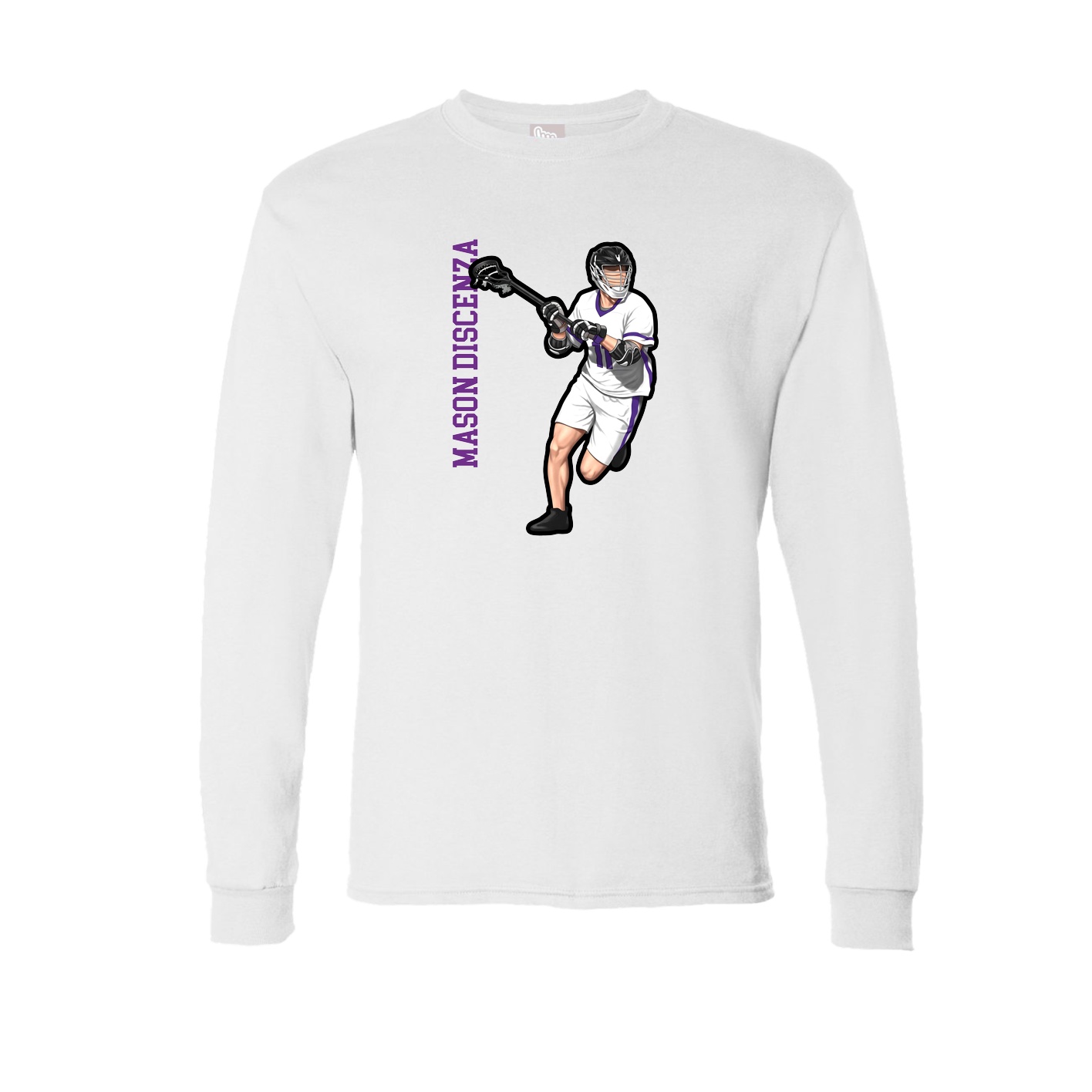 Long Sleeve Tee — Name Vertical in White