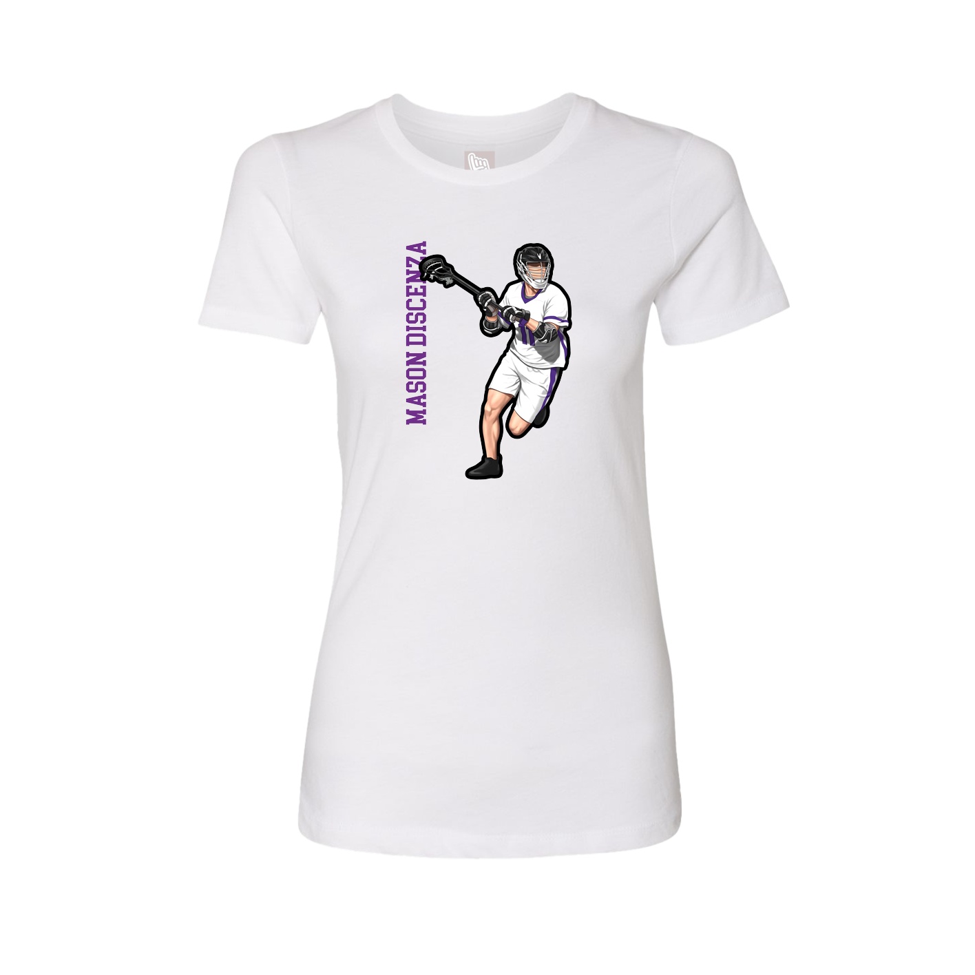 Womens Tee — Name Vertical in White