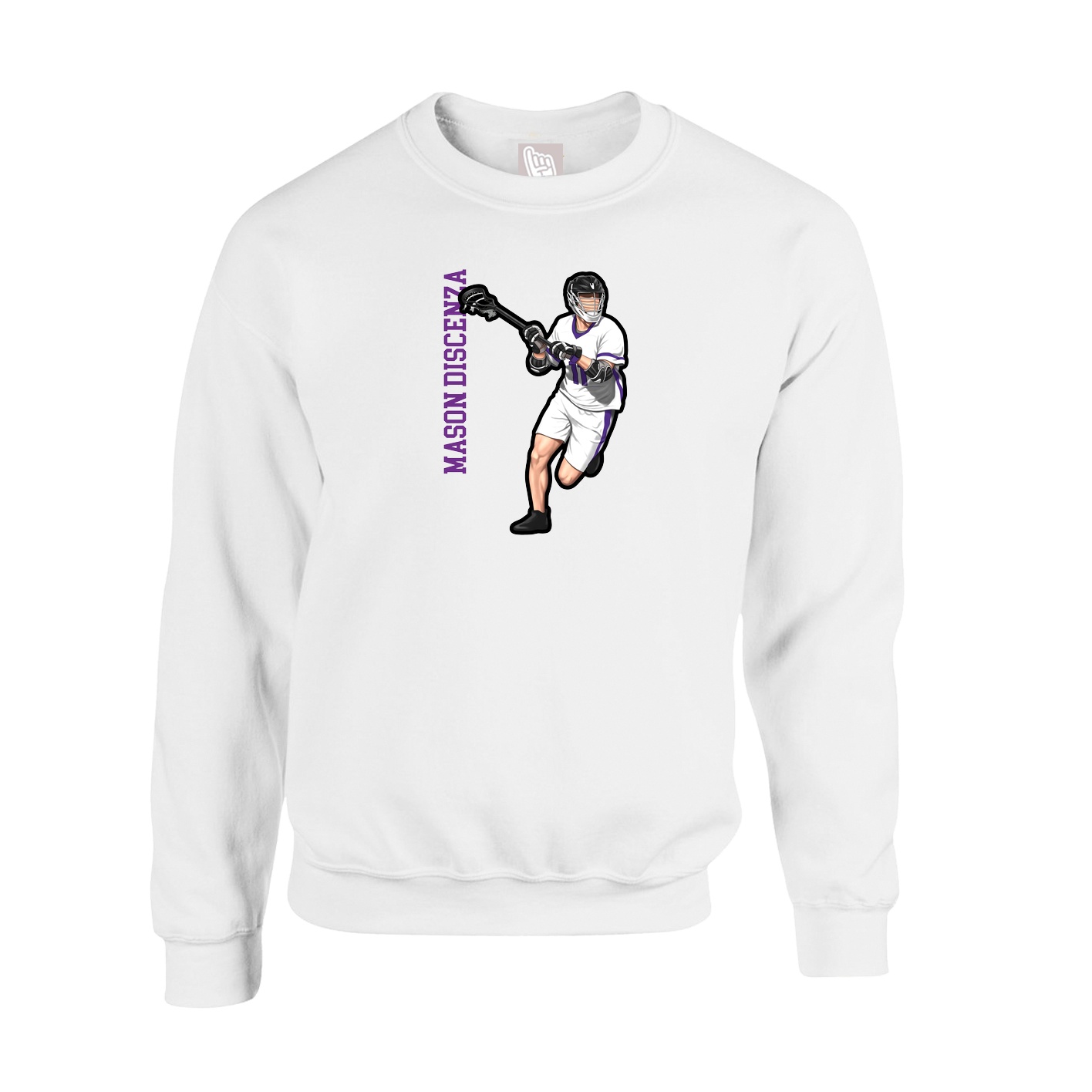 Fleece Crew — Name Vertical in White