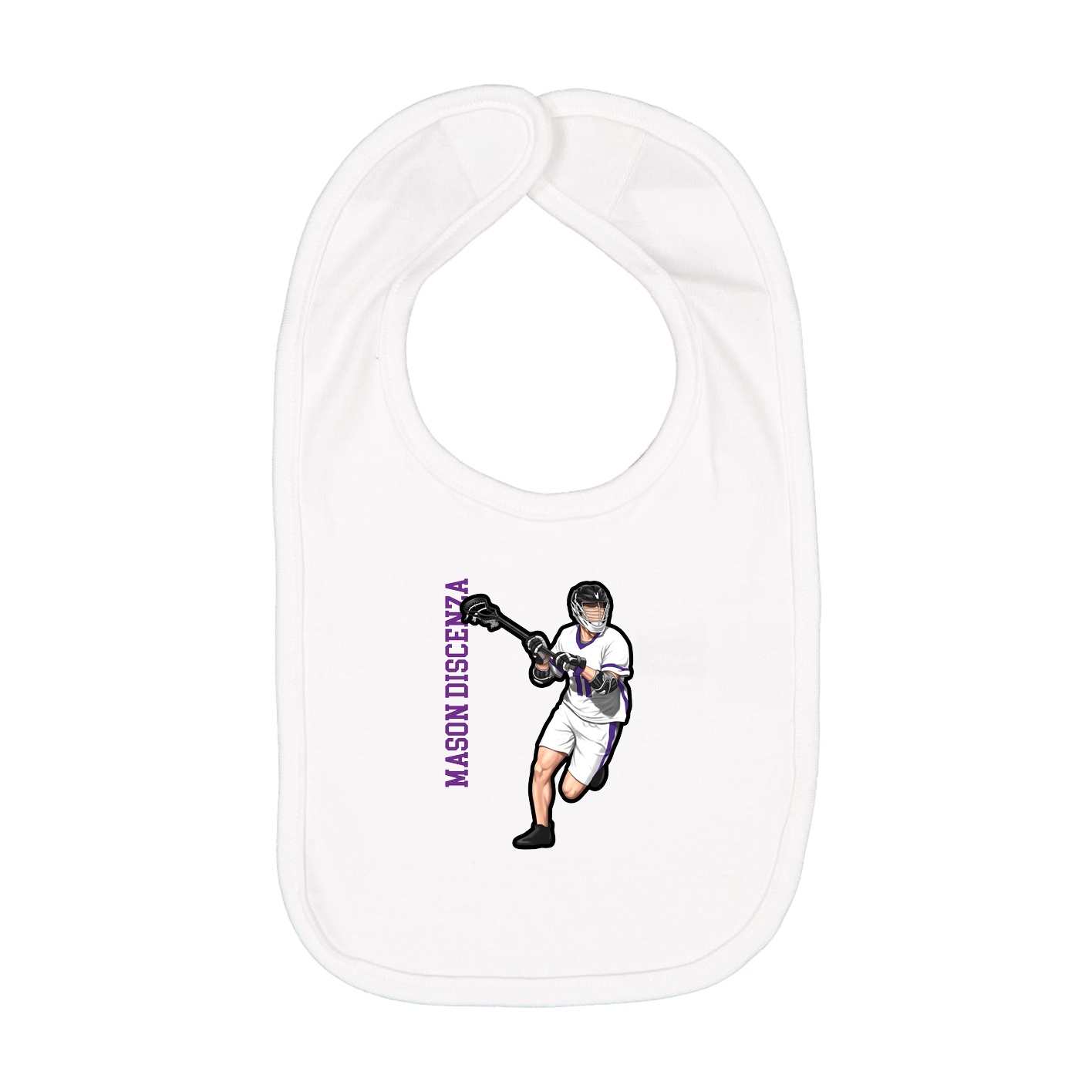 Infant Bib — Name Vertical in White