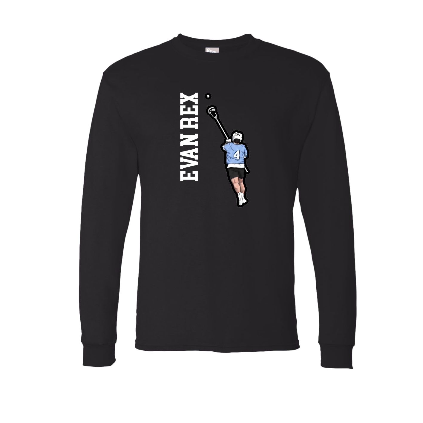 Long Sleeve Tee — Name Vertical in Black
