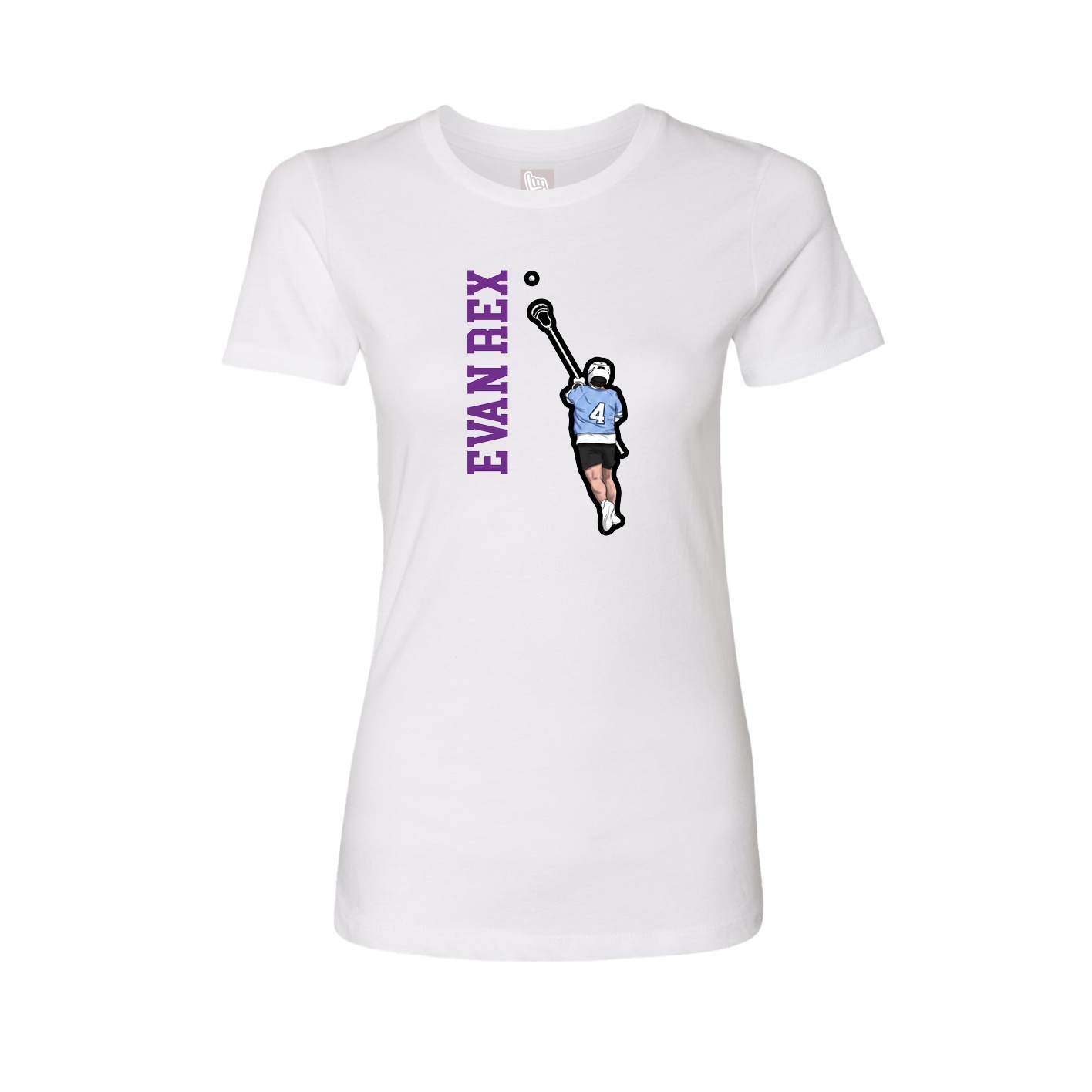 Fitted Women's Tee — Name Vertical in White
