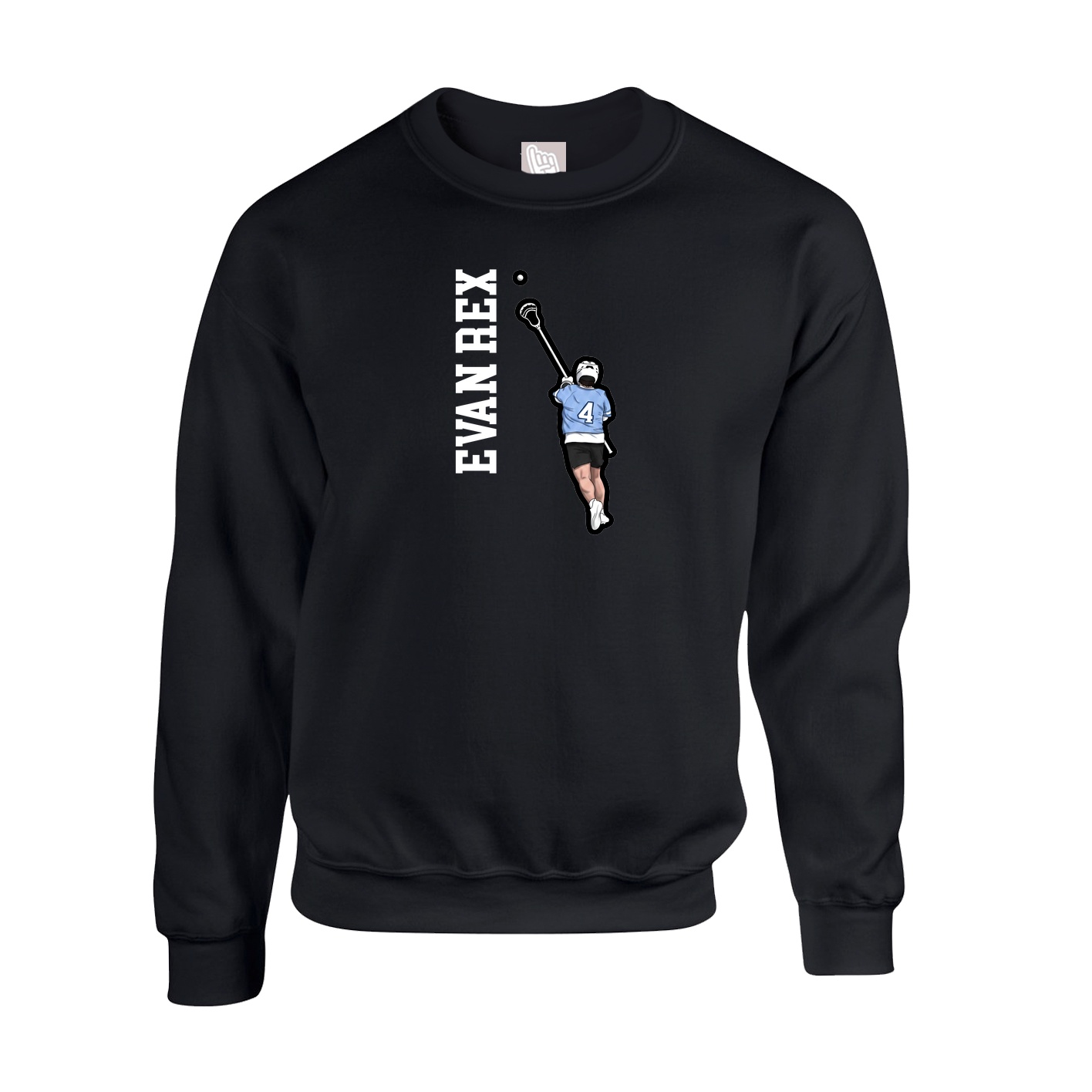 Fleece Crew — Name Vertical in Black