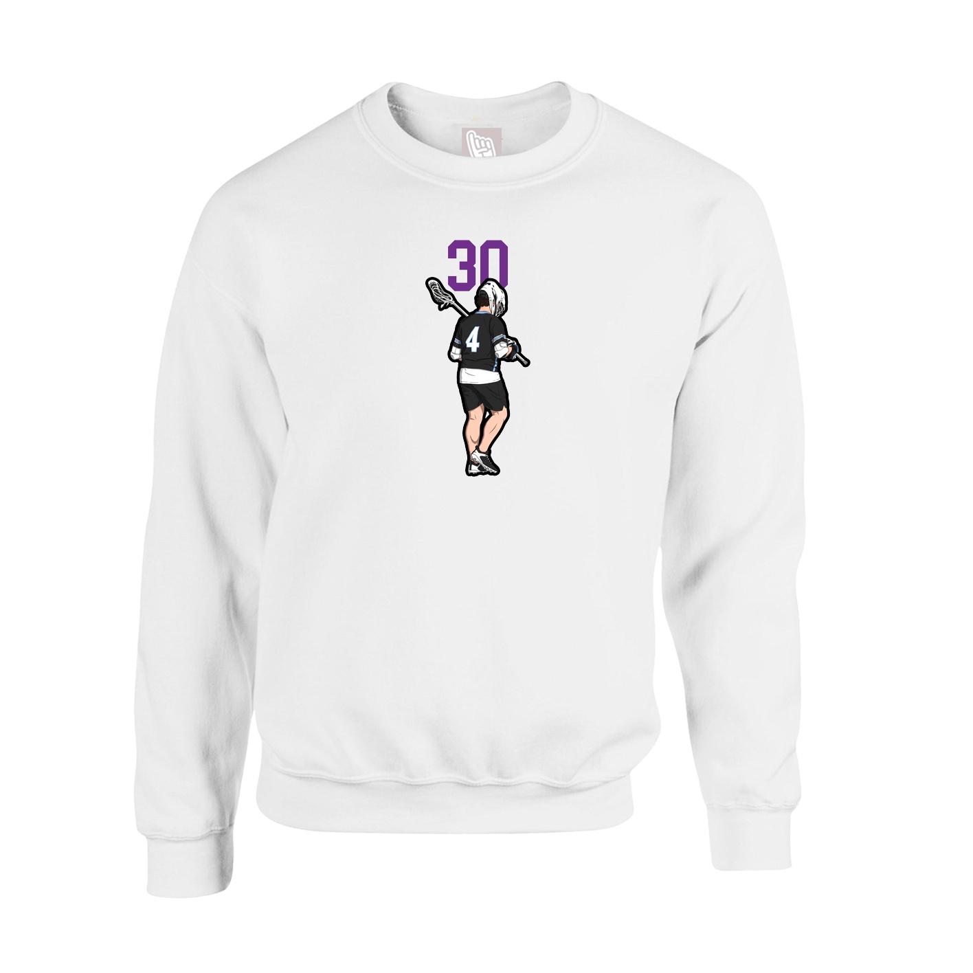 Fleece Crew — Number Top in White