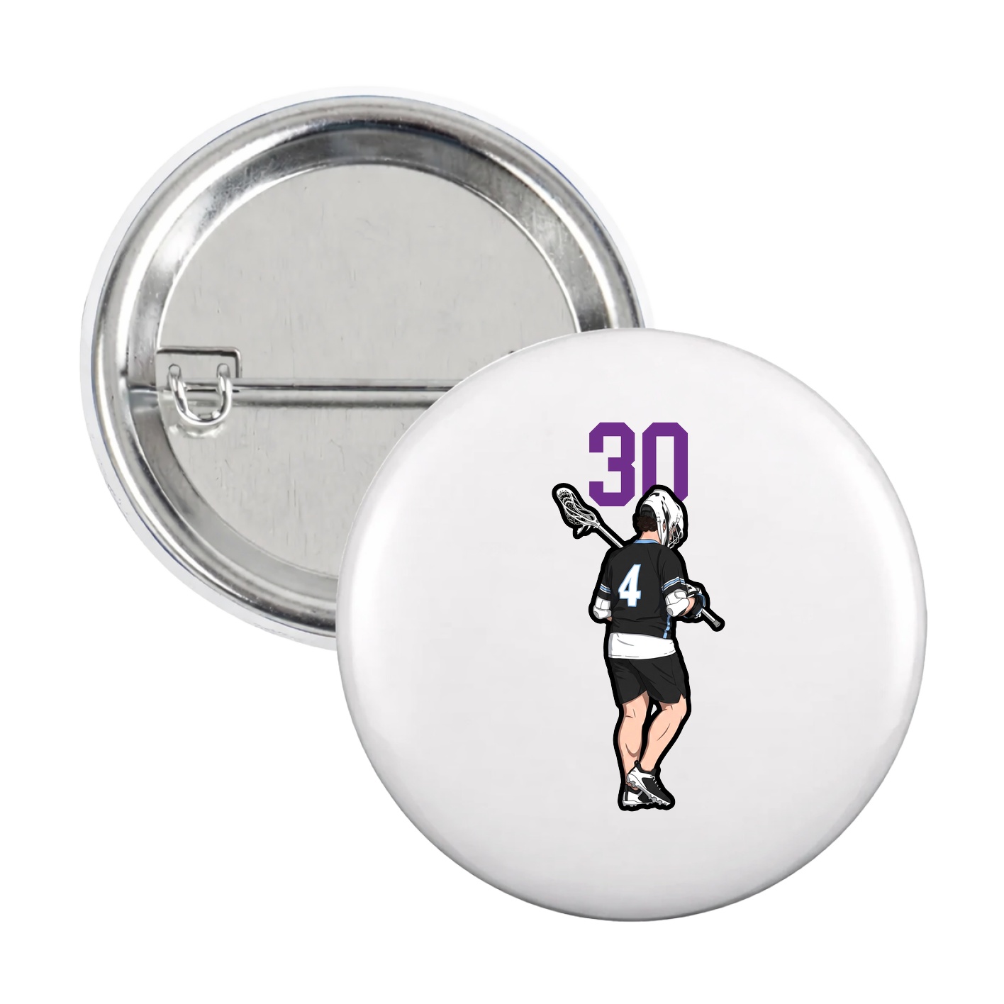 Game Day Button — Number Top in White