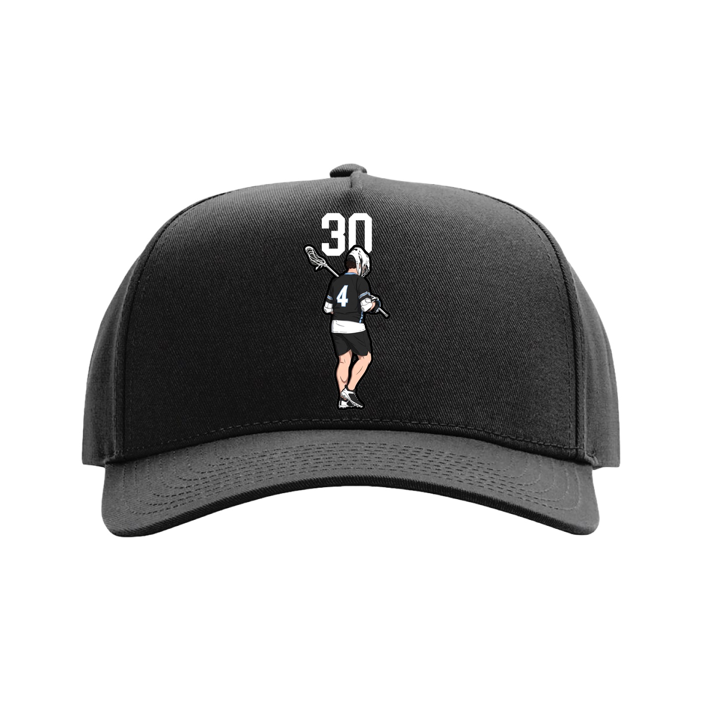 Full Fabric Five-Panel Champ Cap — Number Top in Black