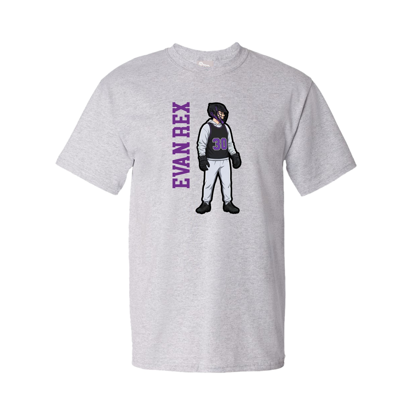 Youth Tee — Name Vertical in Grey