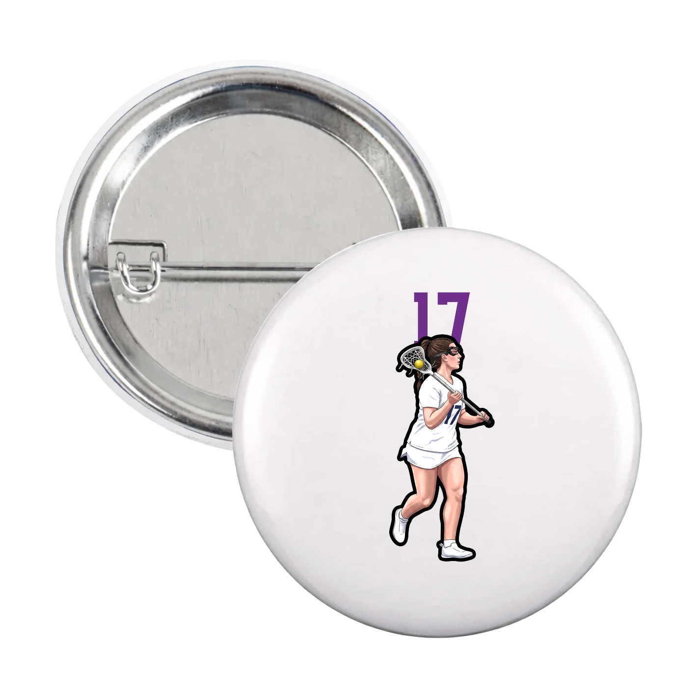 Game Day Button — Number Top in White