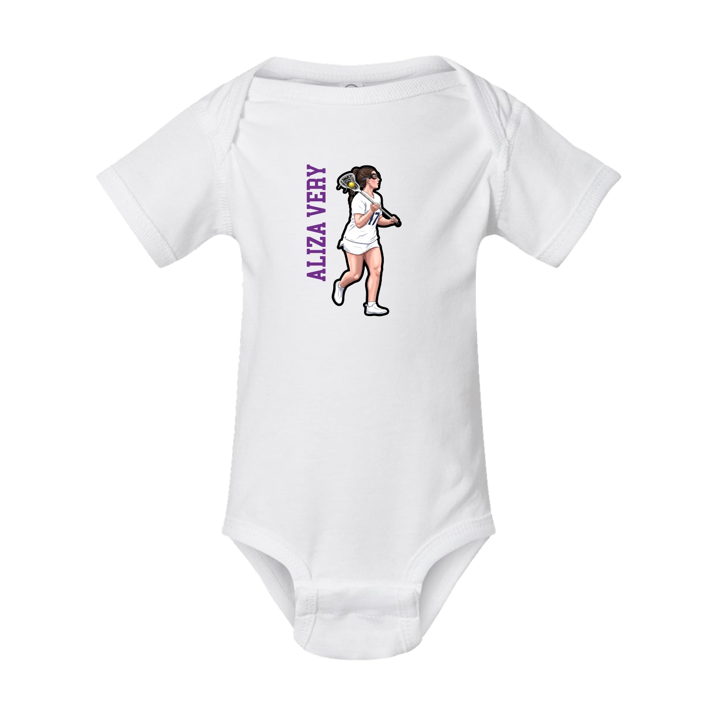 Baby Onesie — Name Vertical in White