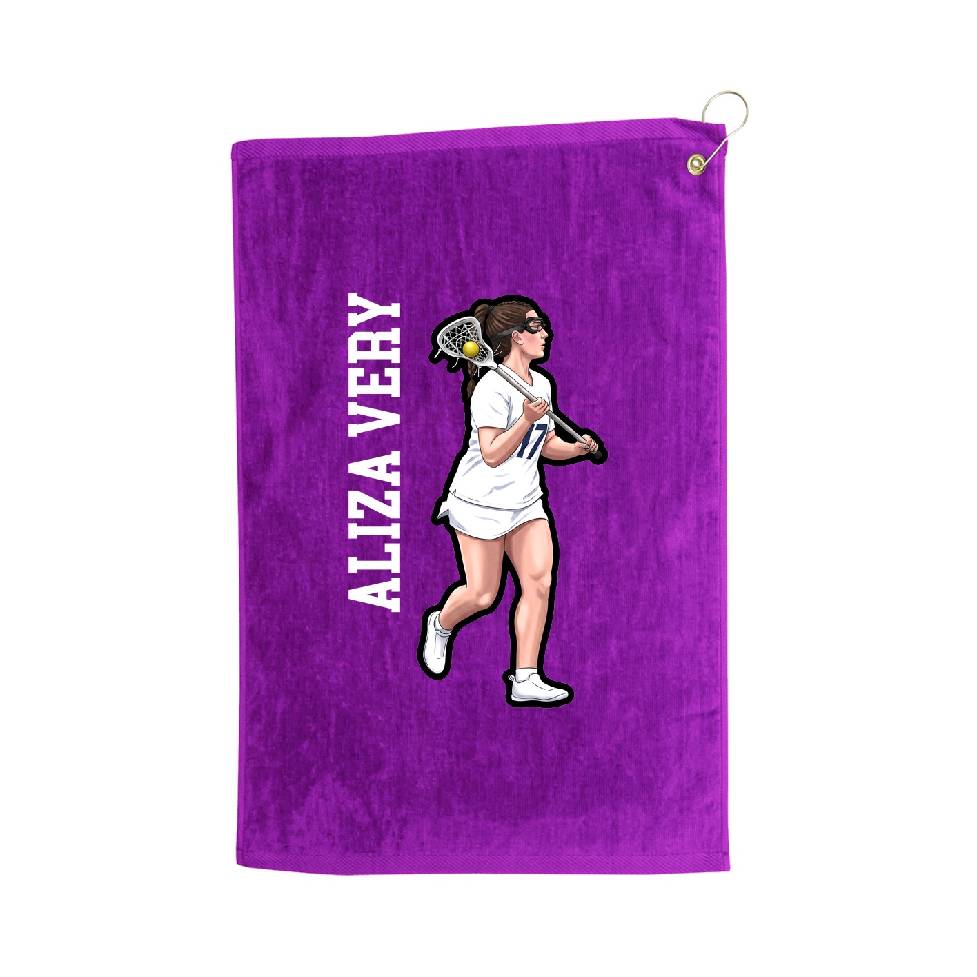 Golf Towel — Name Vertical in Purple