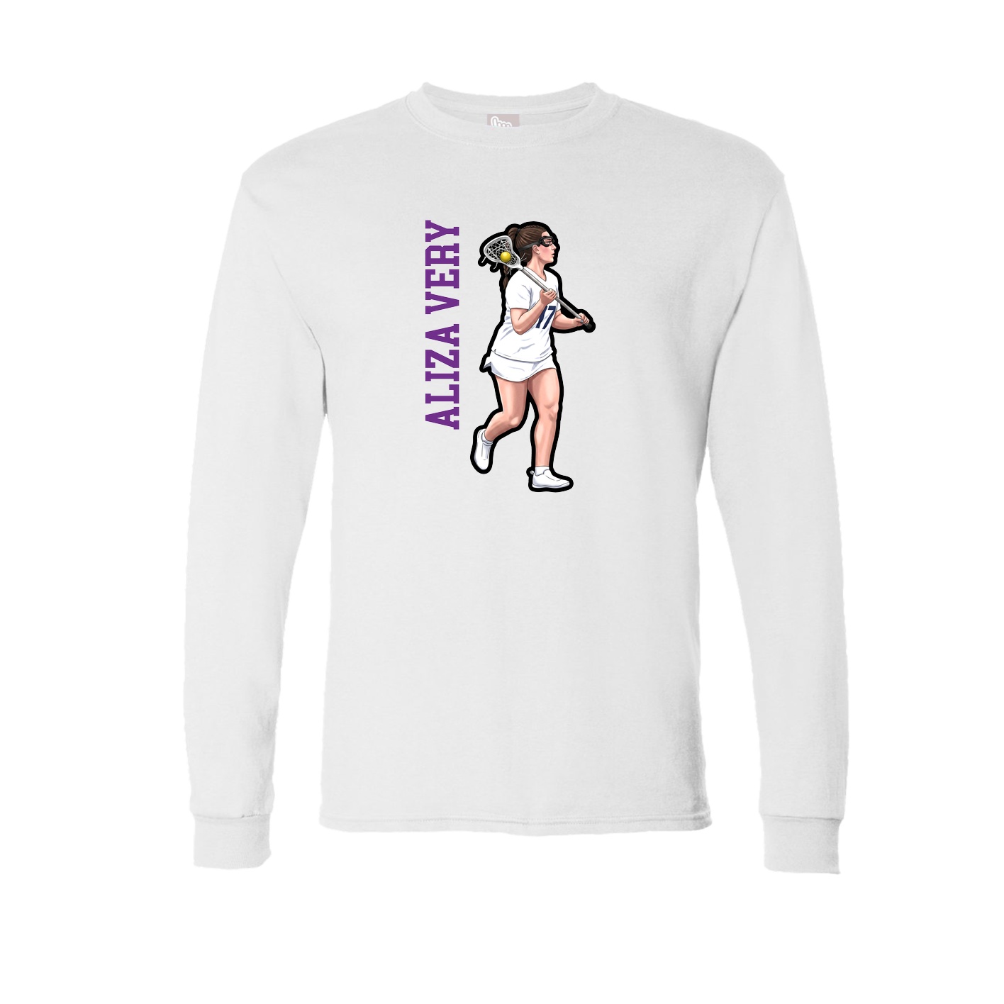 Long Sleeve Tee — Name Vertical in White
