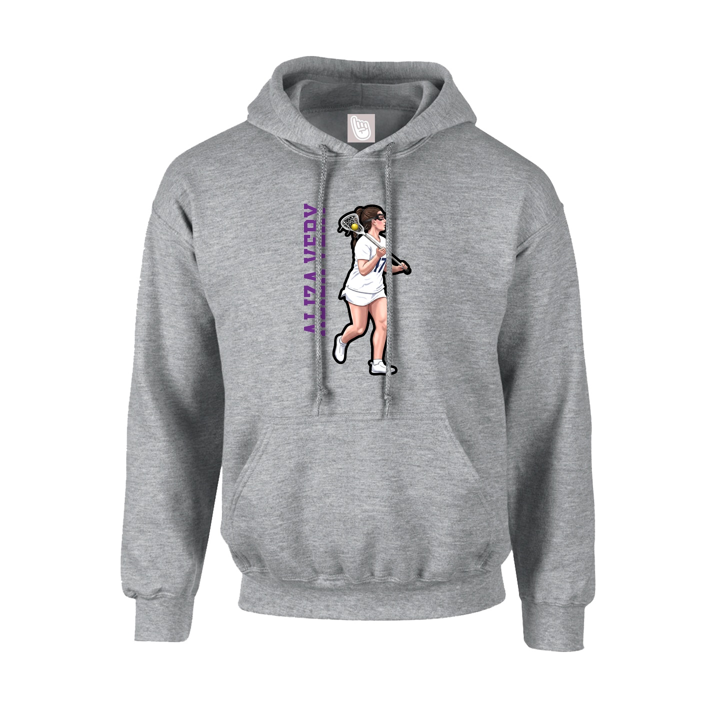 Youth Hoodie — Name Vertical in Grey