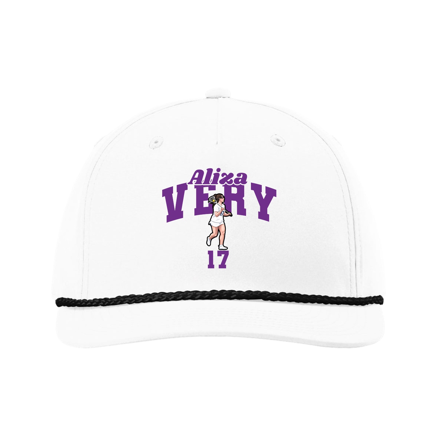 Five-Panel Classic Rope Cap — Signature Arch in White