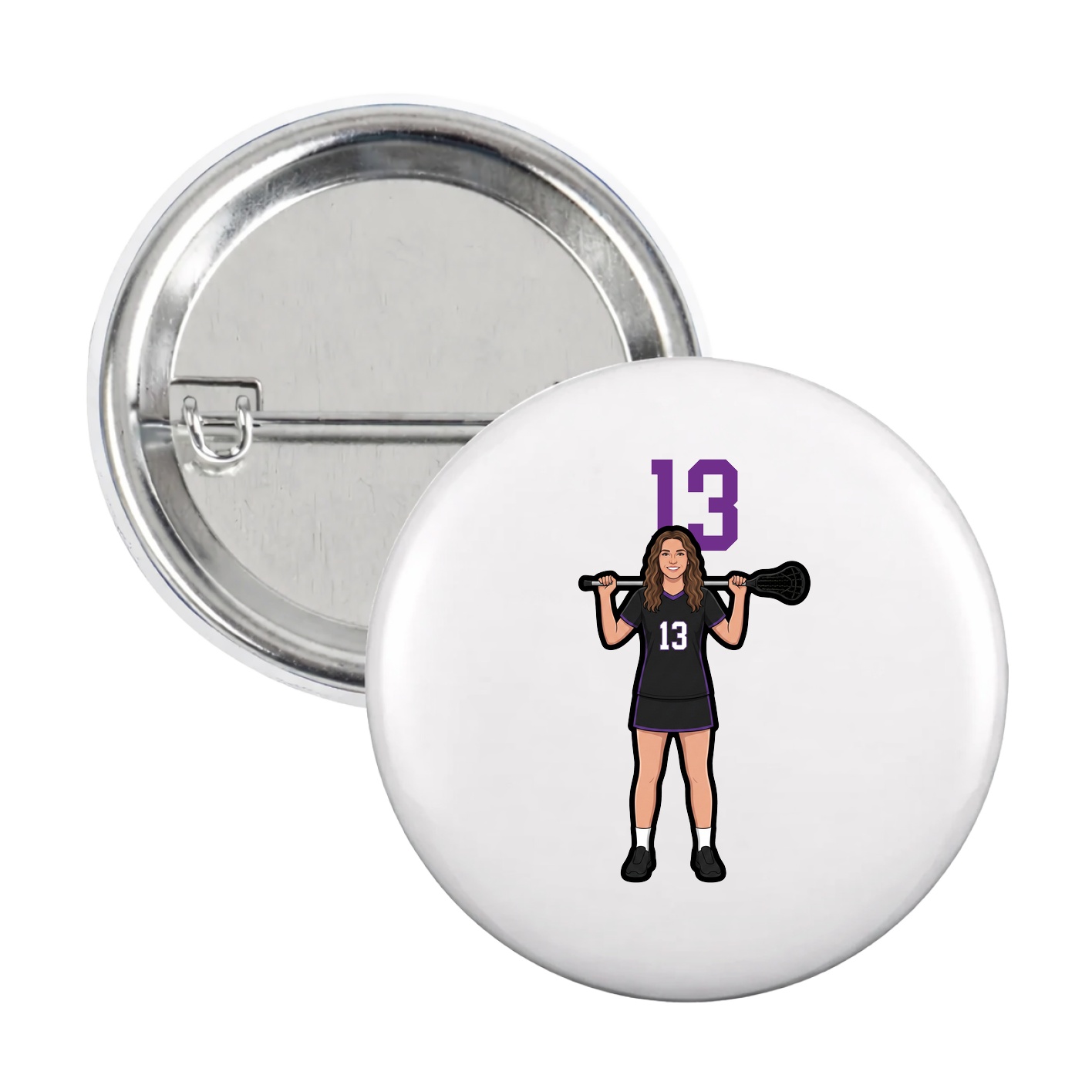 Game Day Button — Number Top in White