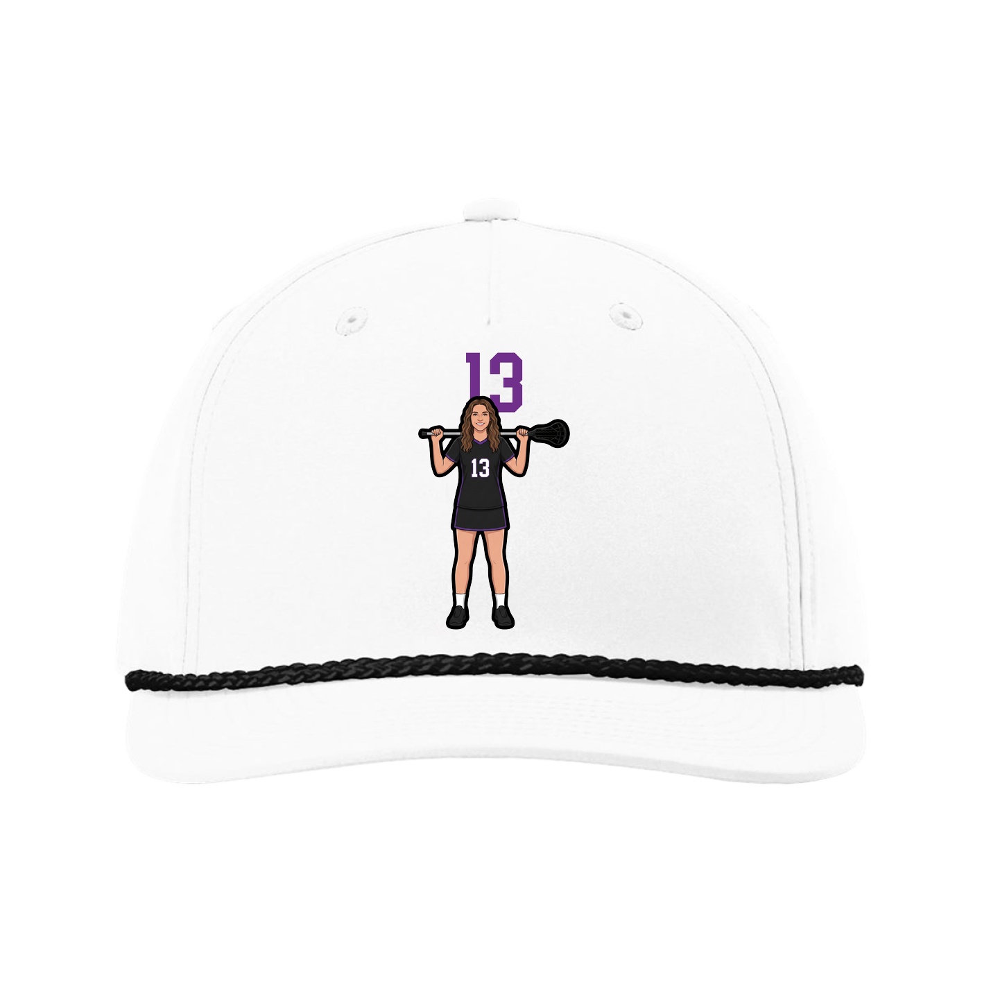 Five-Panel Classic Rope Cap — Number Top in White