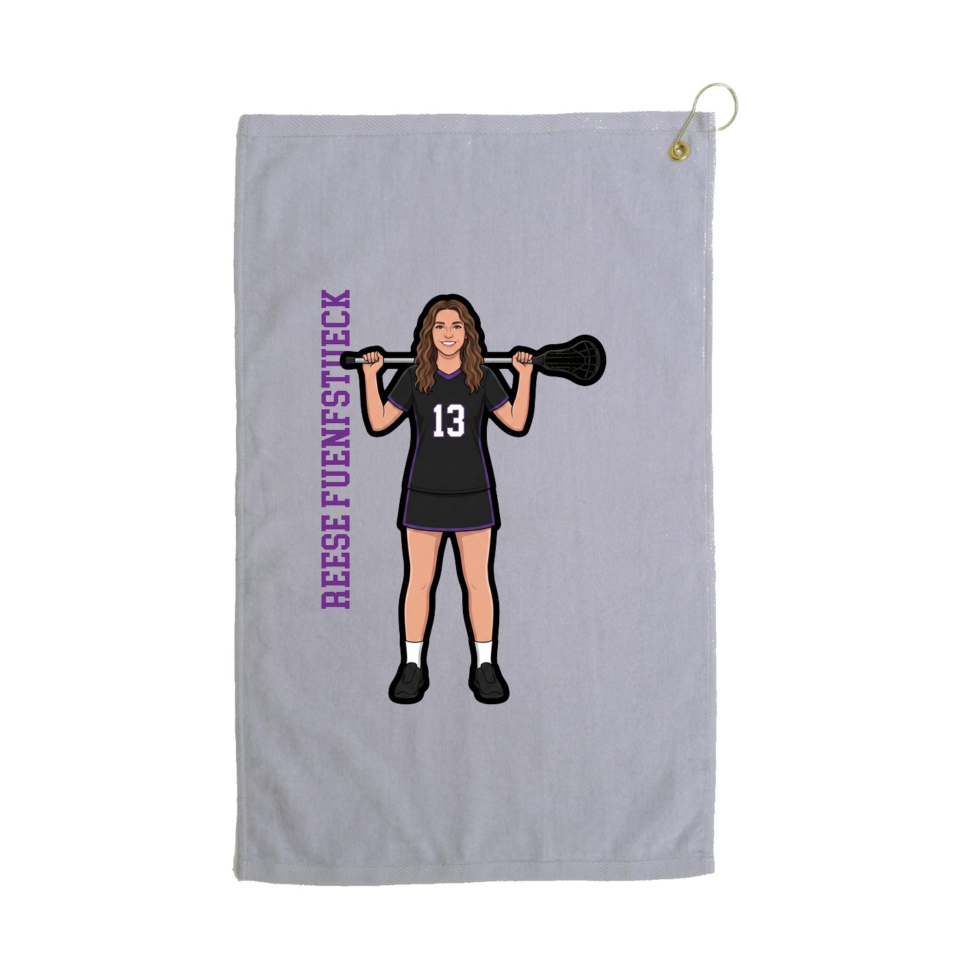 Golf Towel — Name Vertical in Grey