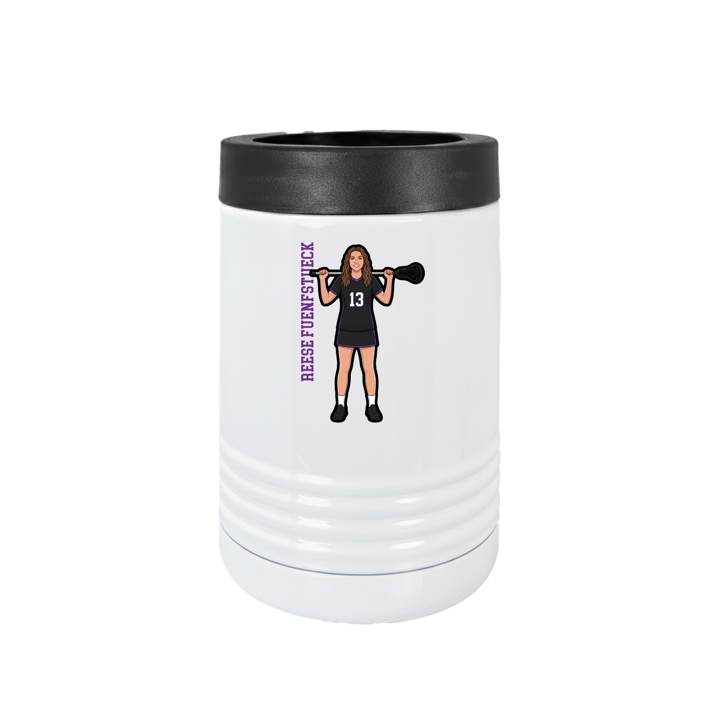 Beverage Holder — Name Vertical in White