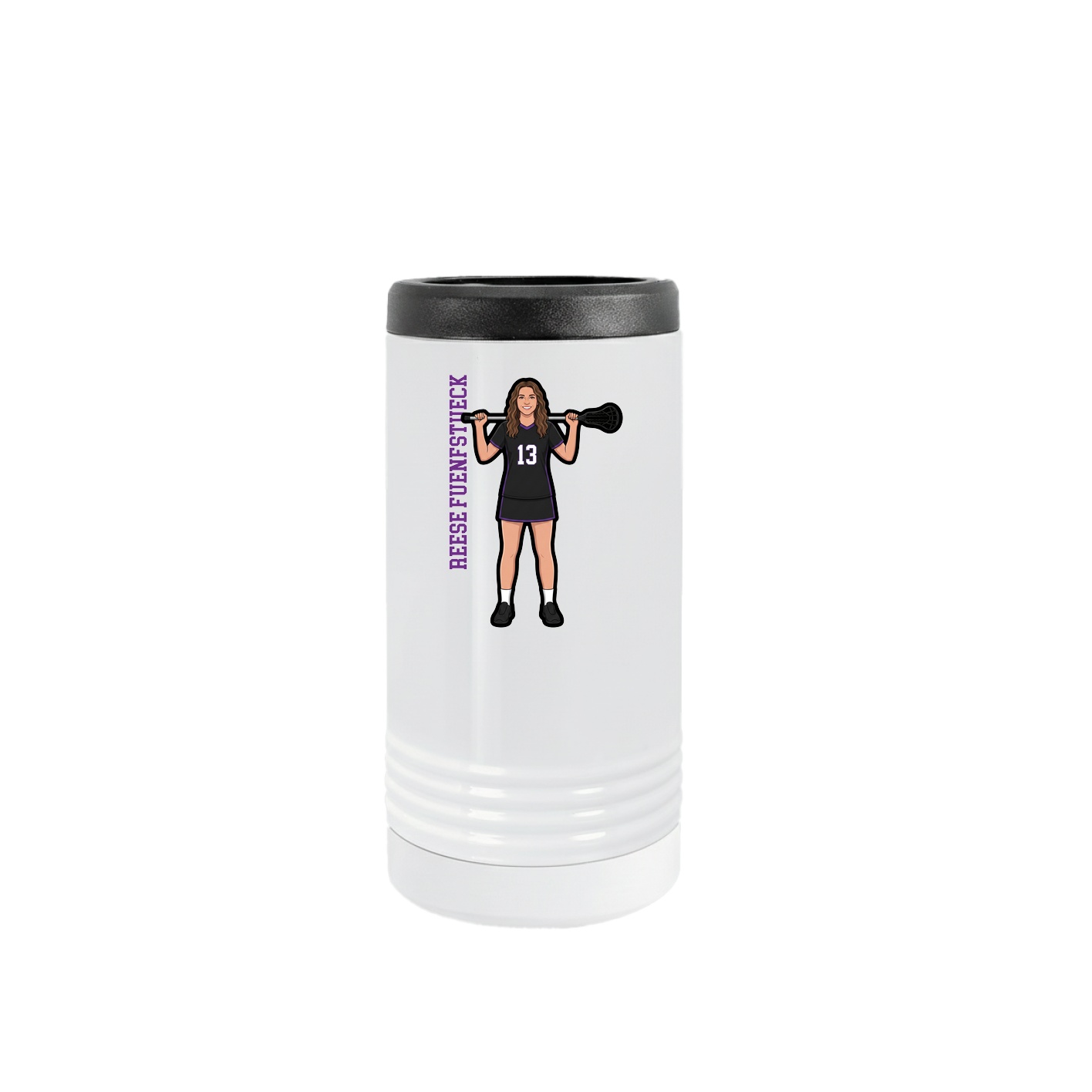 Slim Beverage Holder — Name Vertical in White