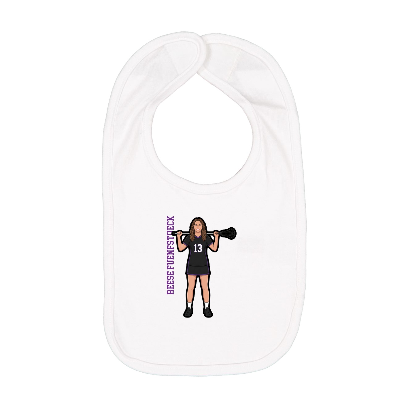 Infant Bib — Name Vertical in White