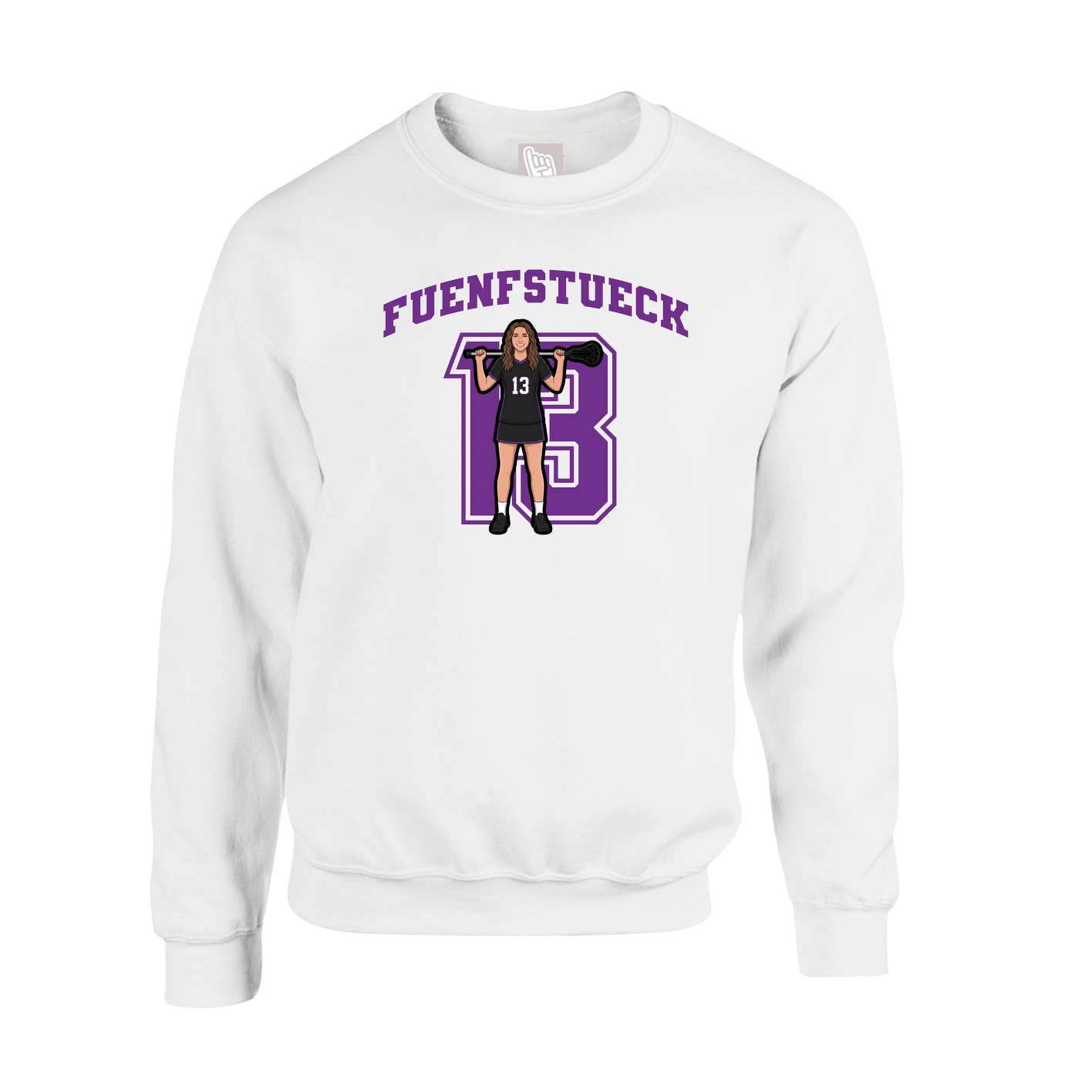 Fleece Crew — Number in White
