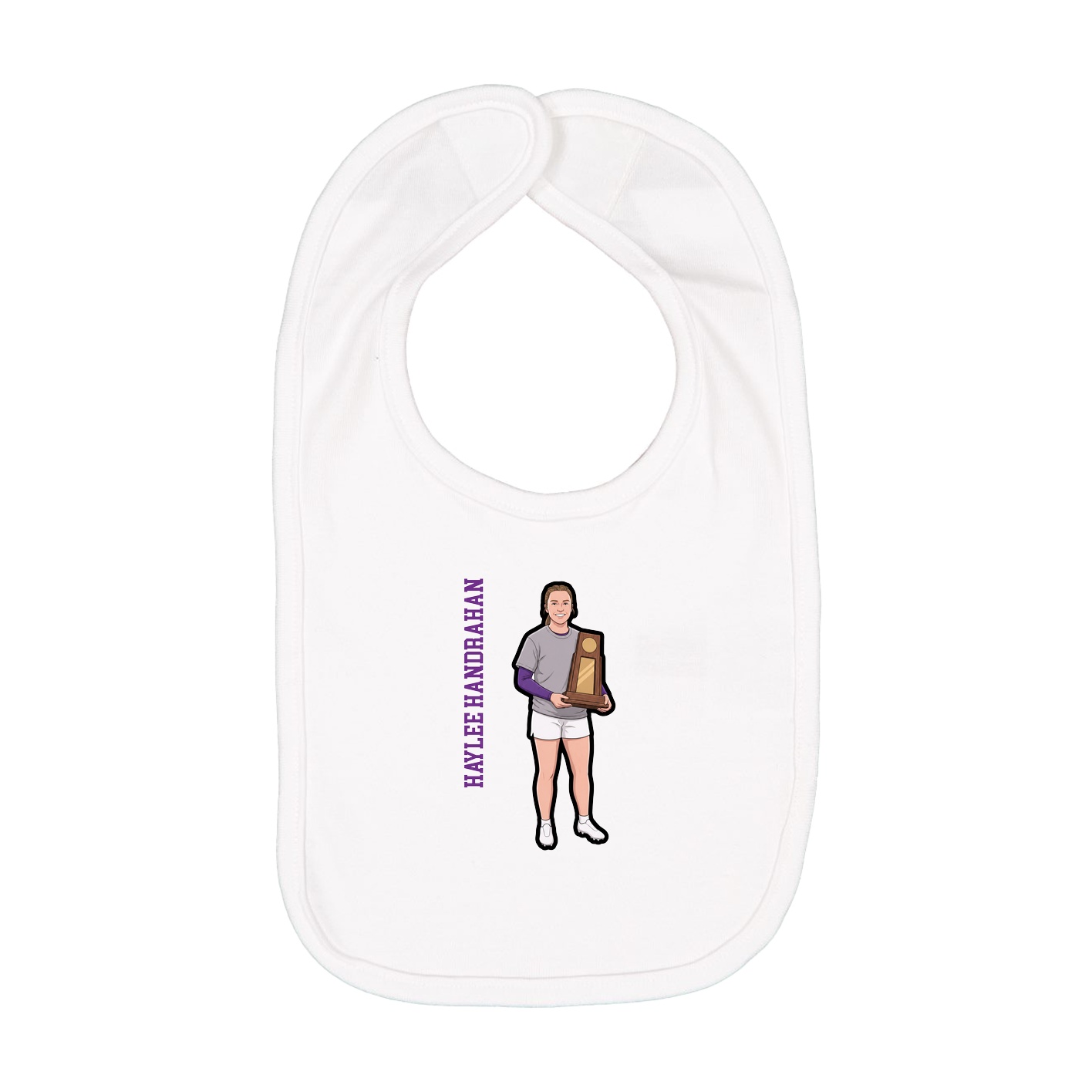 Infant Bib — Name Vertical in White