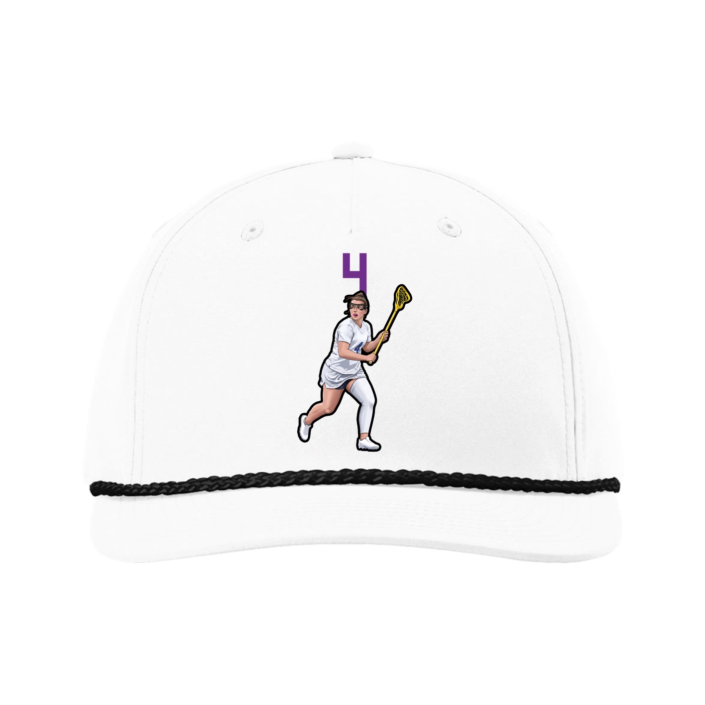 Five-Panel Classic Rope Cap — Number Top in White