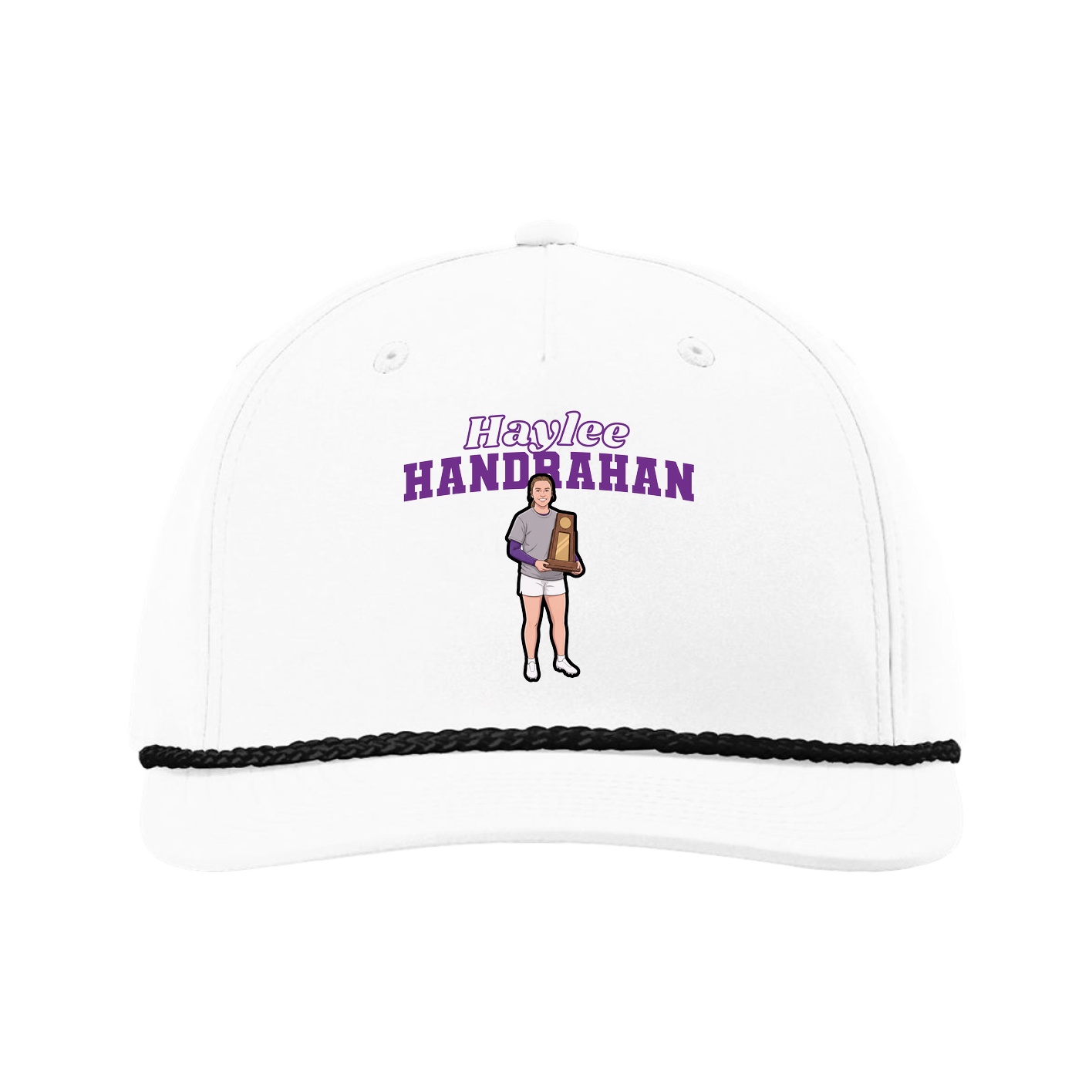 Five-Panel Classic Rope Cap — Name Arch in White