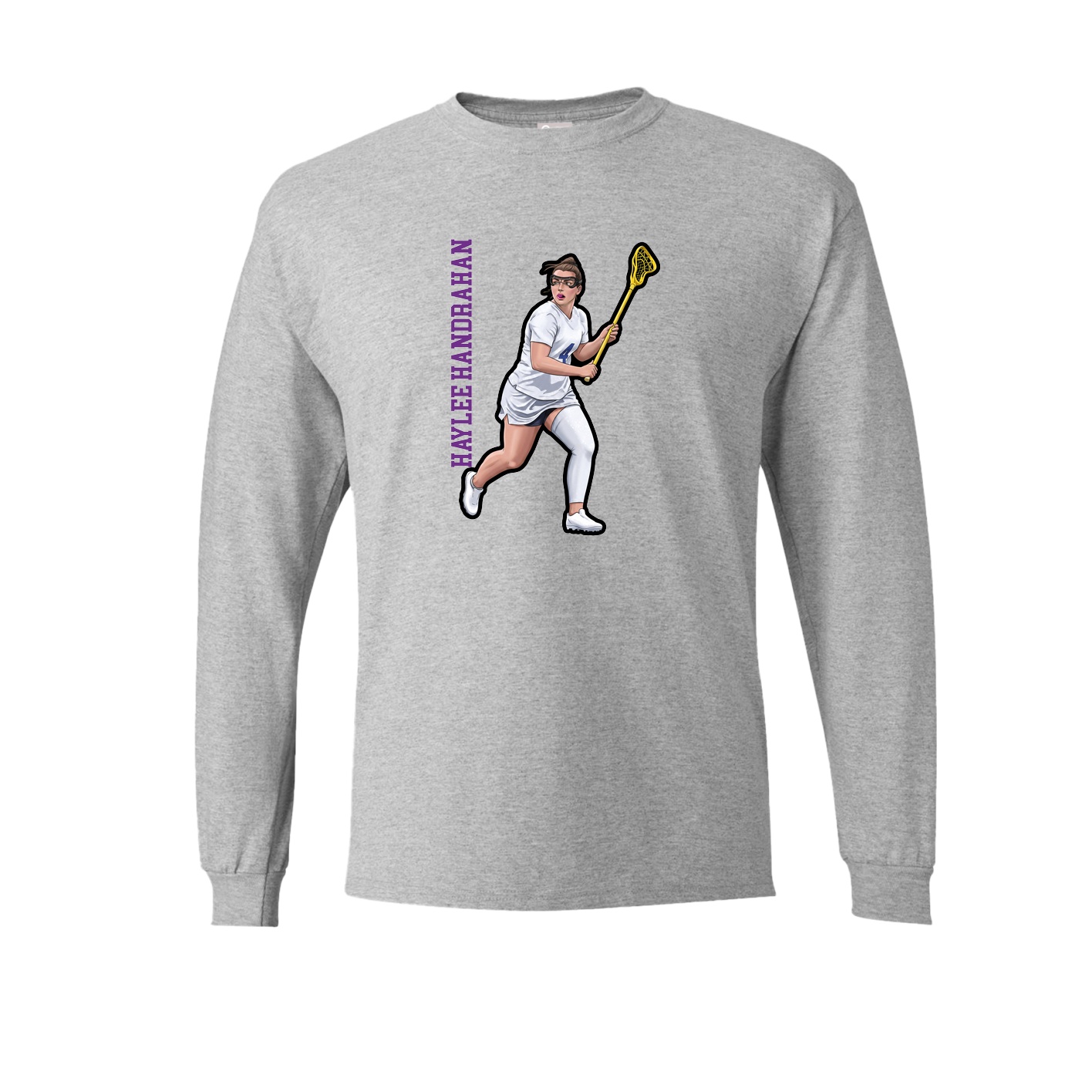 Long Sleeve Tee — Name Vertical in Grey