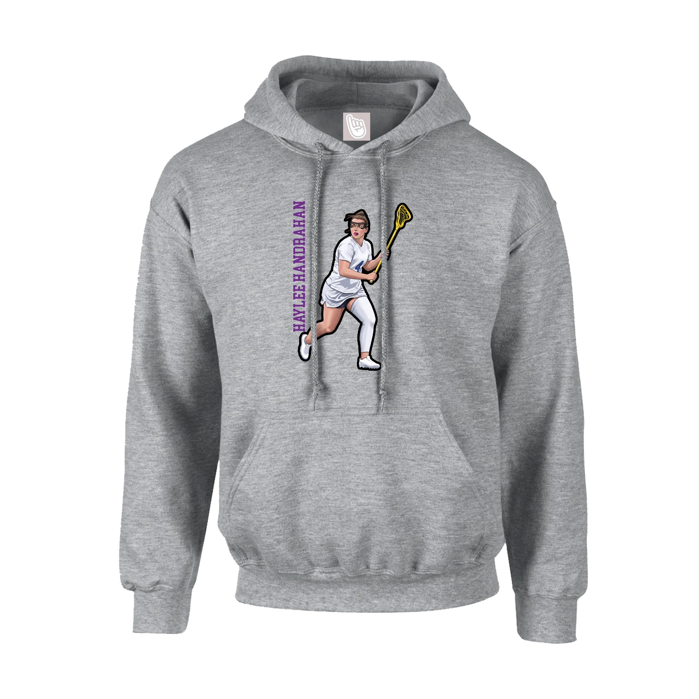 Hoodie — Name Vertical in Grey