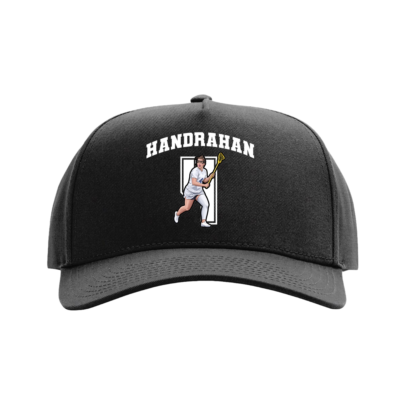 Full Fabric Five-Panel Champ Cap — Number in Black