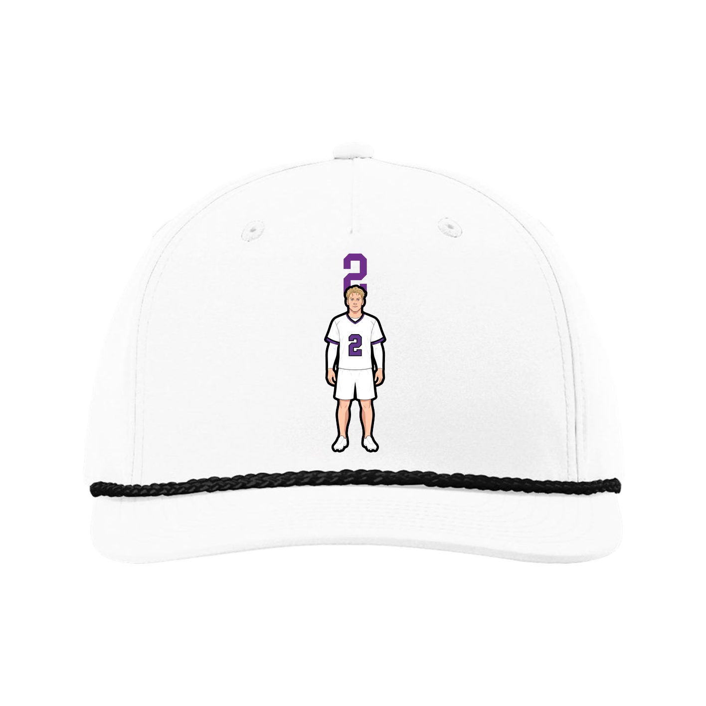 Five-Panel Classic Rope Cap — Number Top in White
