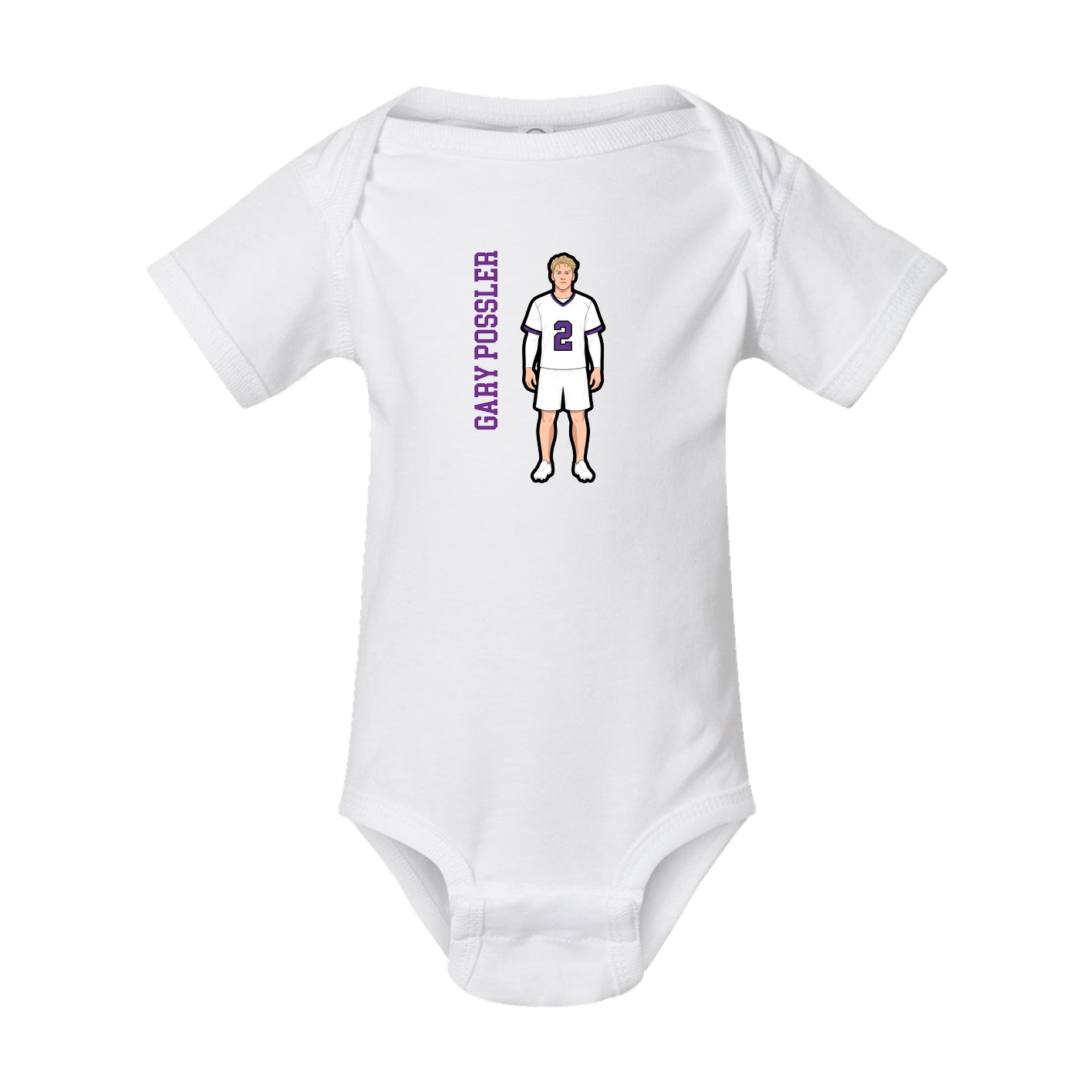 Baby Onesie — Name Vertical in White
