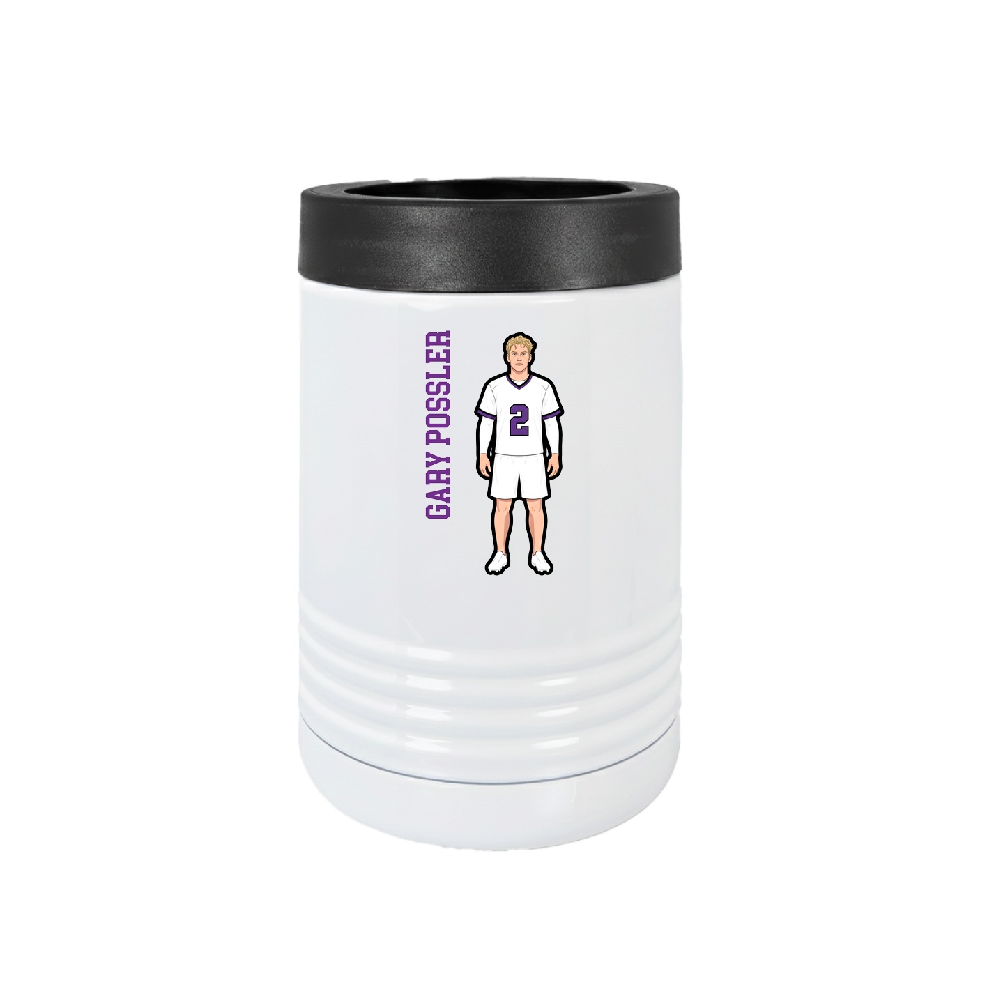 Beverage Holder — Name Vertical in White