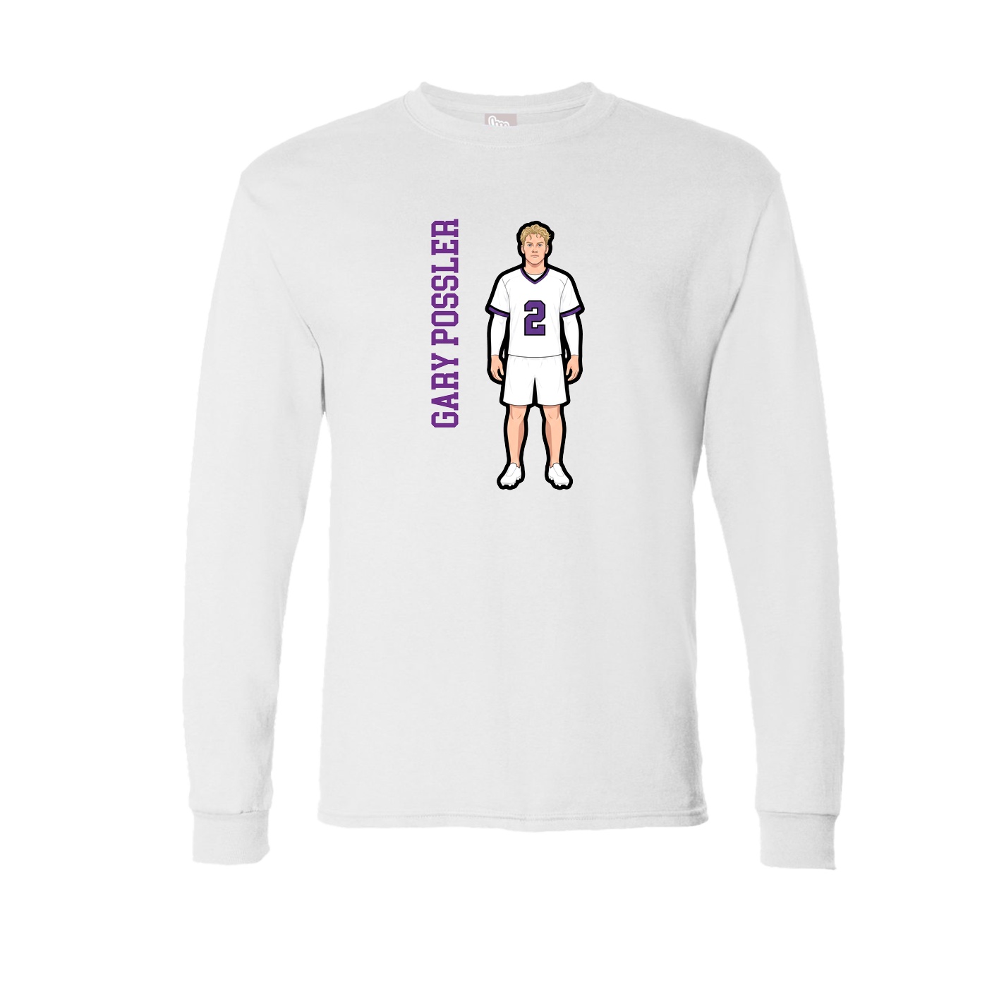 Long Sleeve Tee — Name Vertical in White