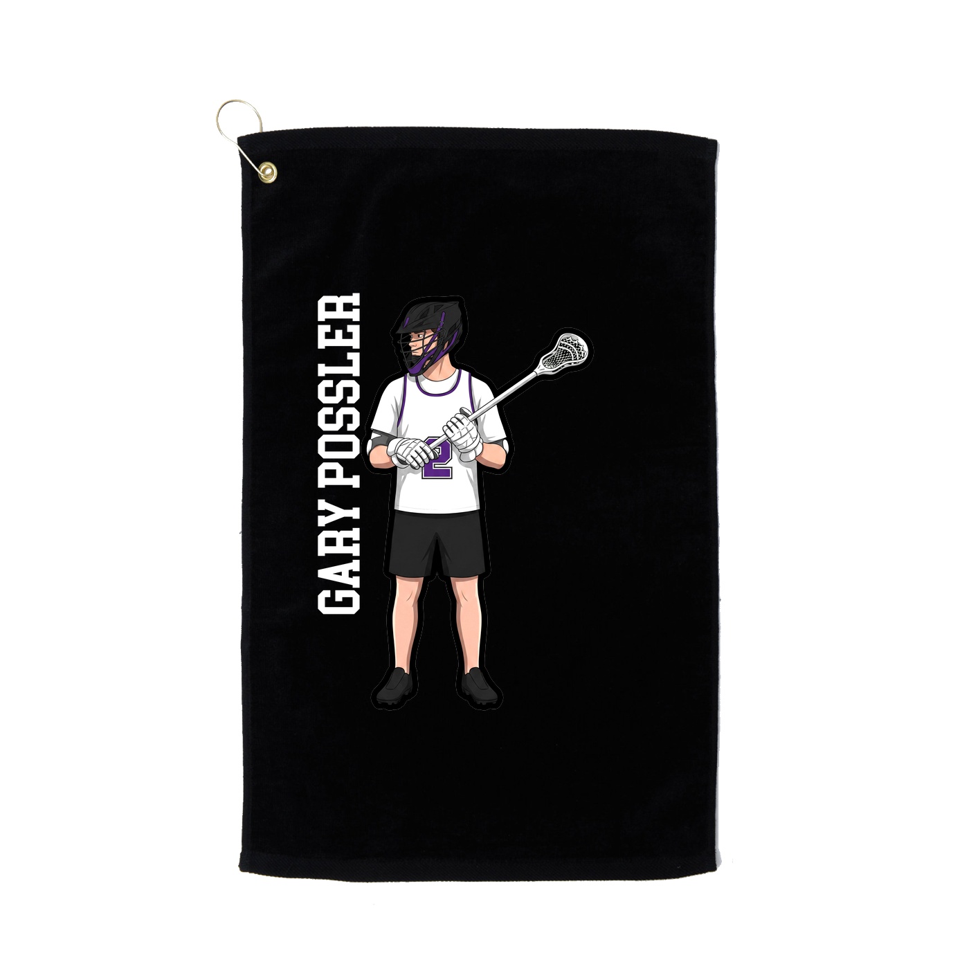 Golf Towel — Name Vertical in Black