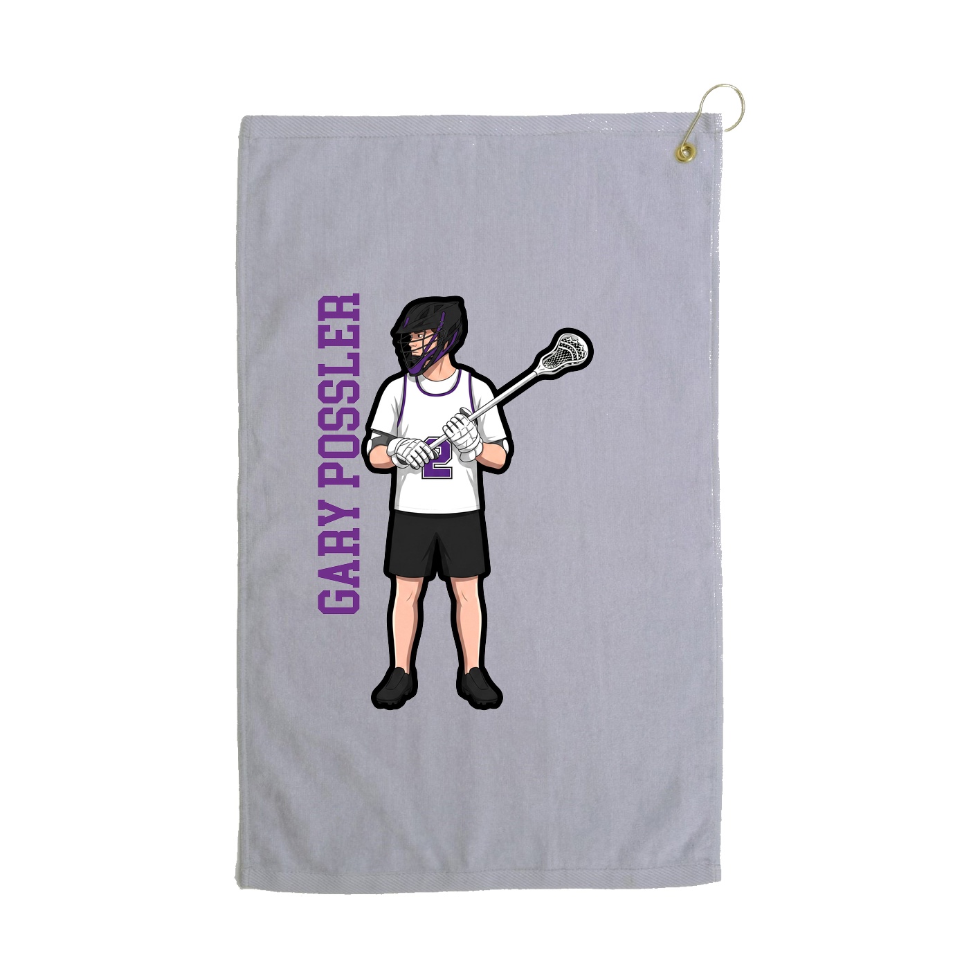 Golf Towel — Name Vertical in Grey