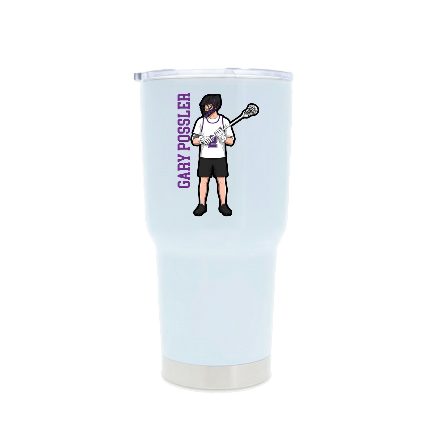 30oz Stainless Steel Tumbler — Name Vertical in White