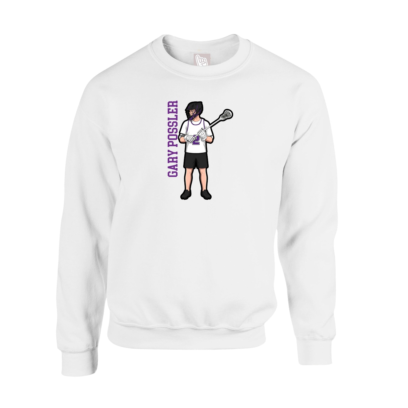 Fleece Crew — Name Vertical in White