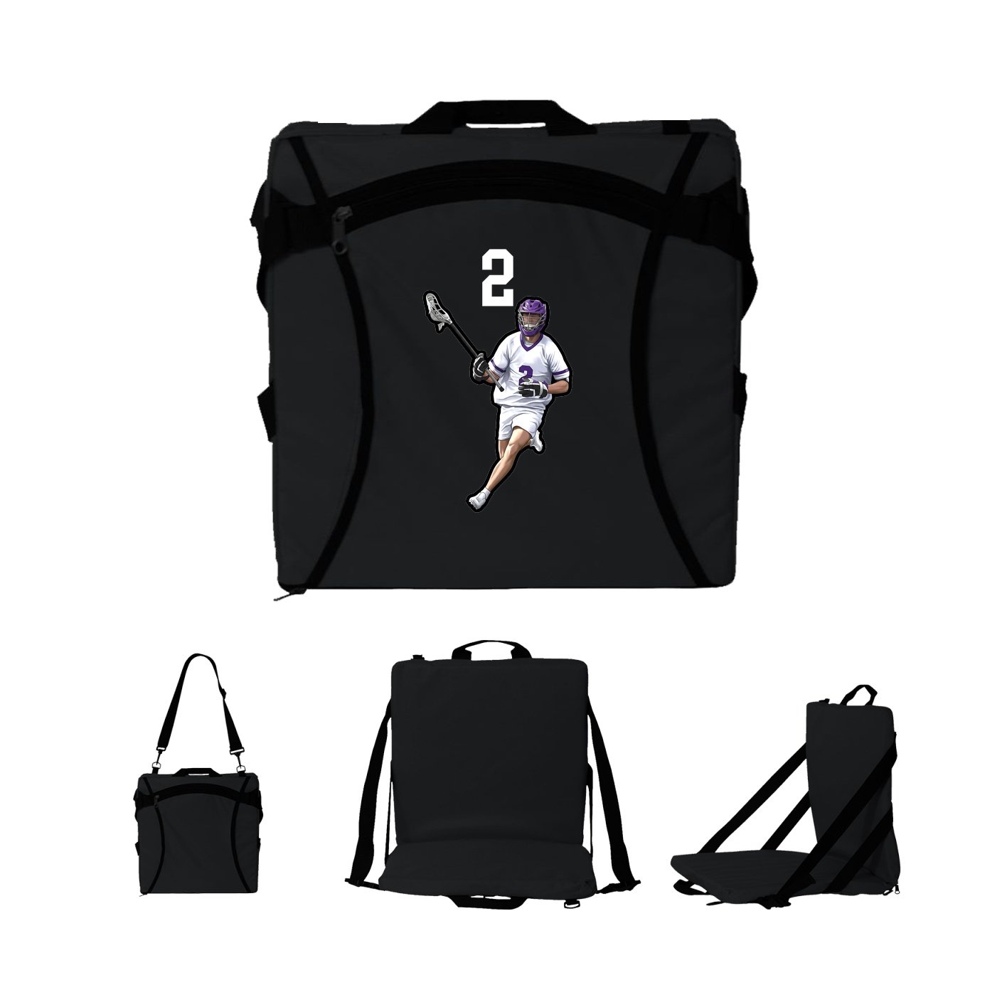 Folding Stadium Seat — Number Top in Black