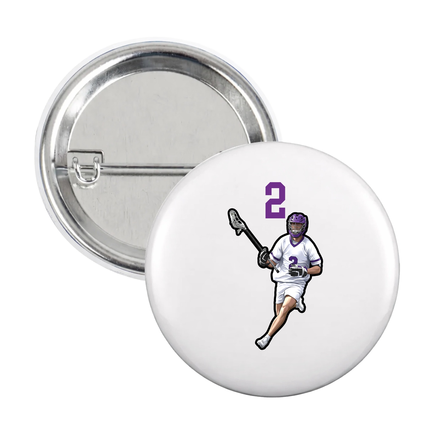 Game Day Button — Number Top in White